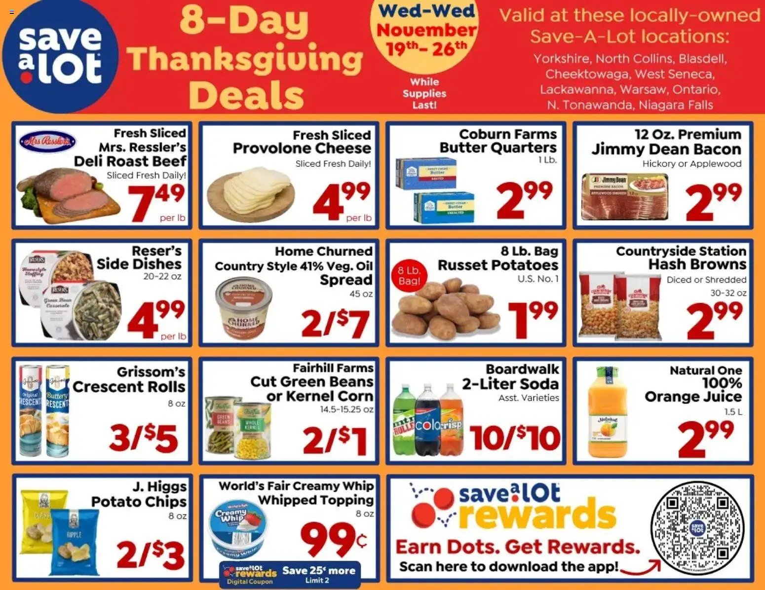 Save a Lot Ad - valid from 19.11.2025 | Page: 1 | Products: Butter, Cheese, Juice, Beef