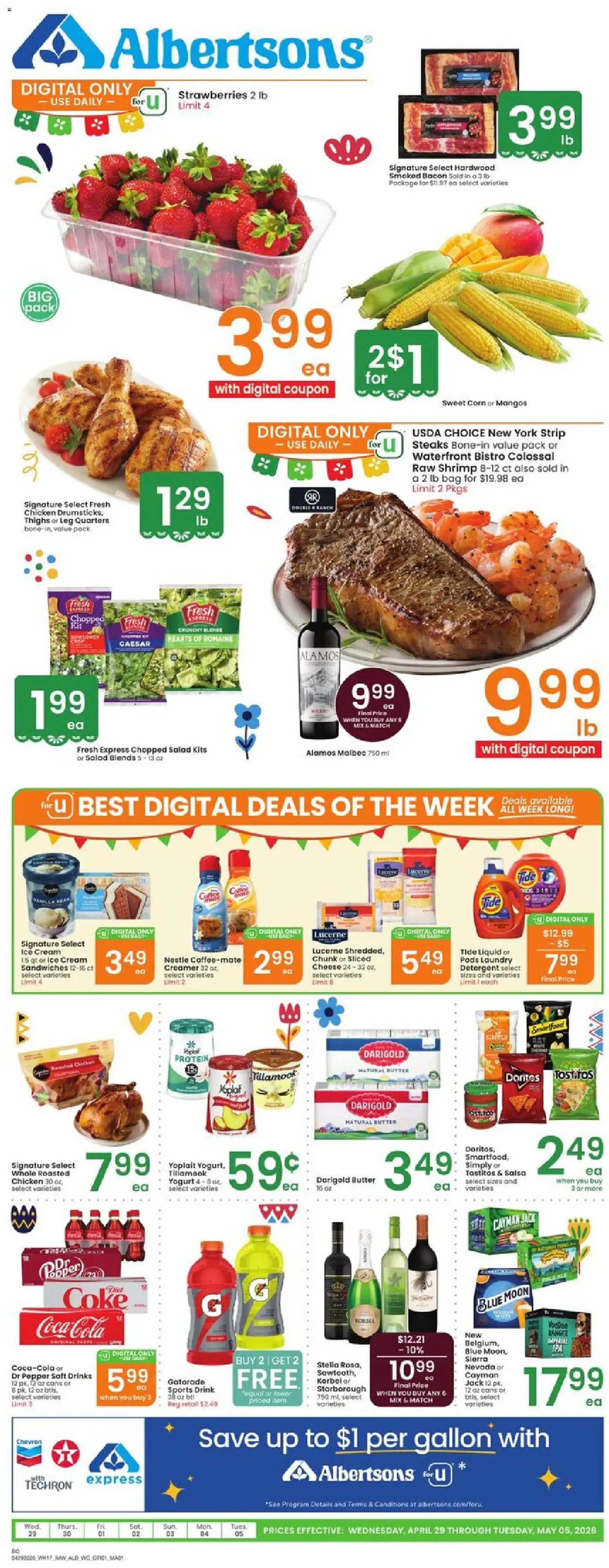 Albertsons Weekly Ad - valid from 29.04.2026 | Page: 1 | Products: Romaine, Butter, Strawberries, Salad