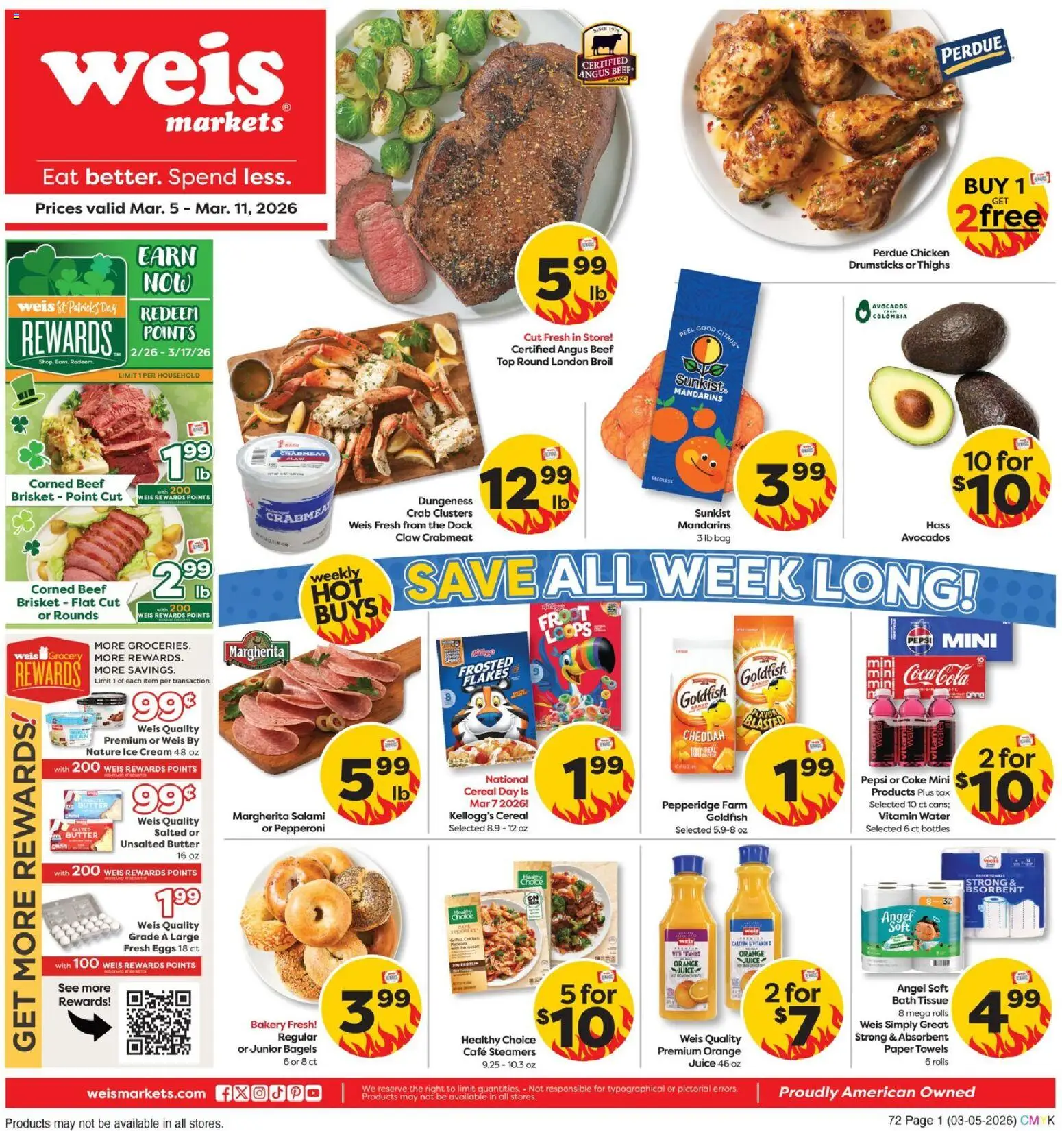 Weis Weekly Circular - WV - valid from 05.03.2026 | Page: 1 | Products: Bath, Salami, Flakes, Water