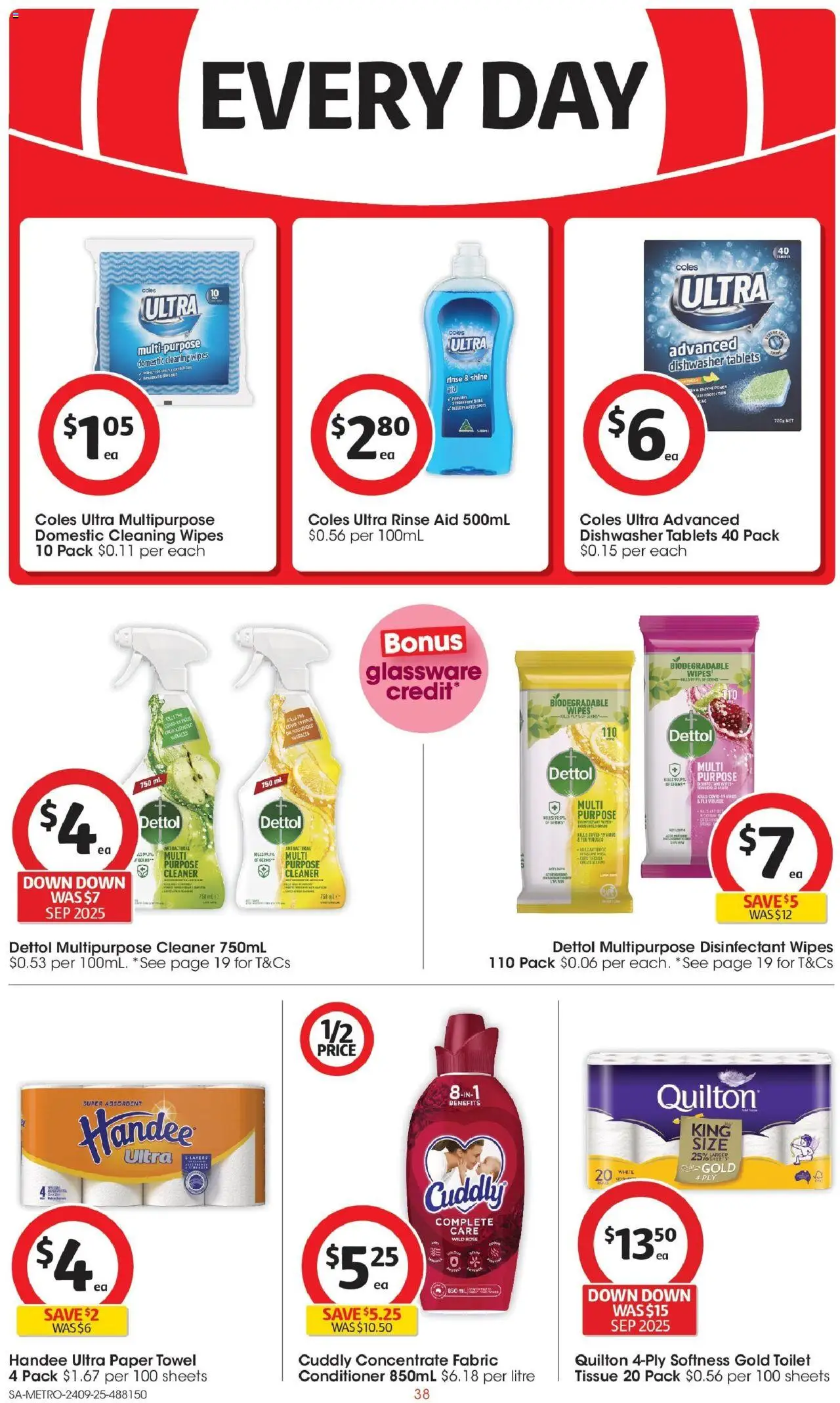 Coles catalogue - valid from 24.09.2025 | Page: 38 | Products: Cleaner, Glassware, Domestic, Tablets