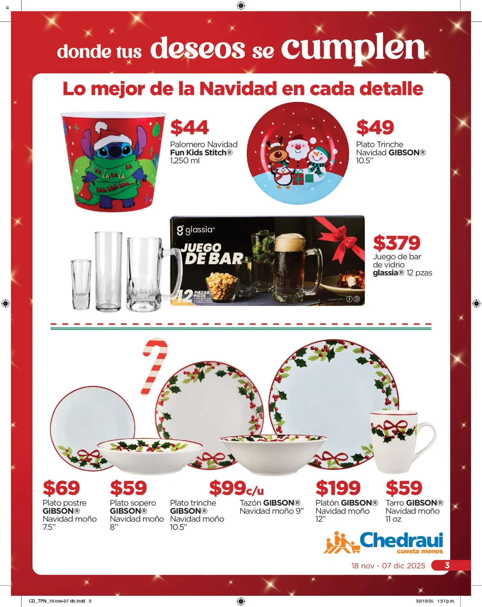 Nuevas ofertas de Chedraui válidas en toda la República Mexicana desde el 18.11.2025. ¡Encuentra las mejores ofertas en Chedraui folleto Navidad! | Página: 3 | Productos: Juego, Moño