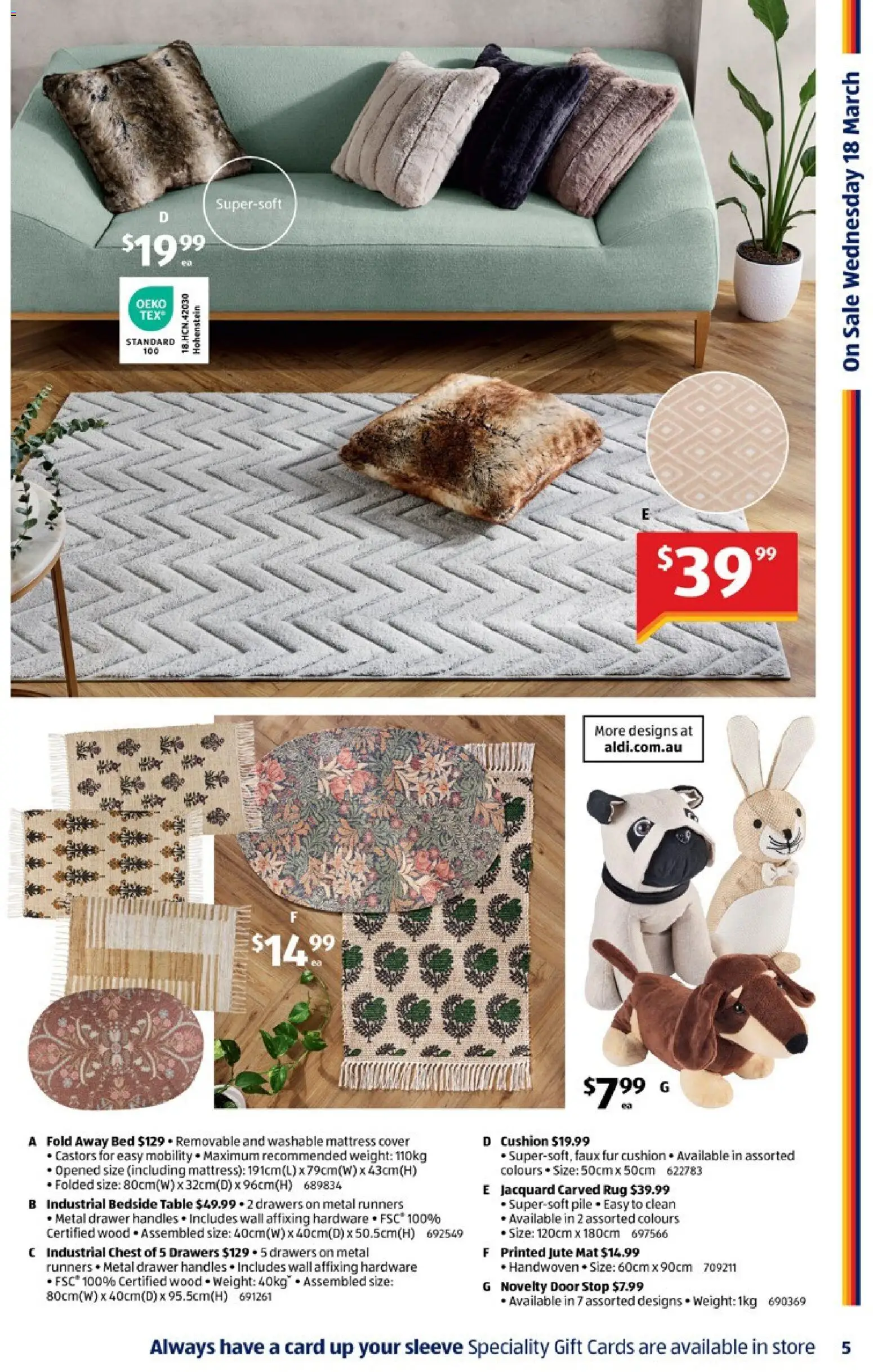 Aldi catalogue - valid from 18.03.2026 | Page: 5 | Products: Table, Door, Drawer, Mattress