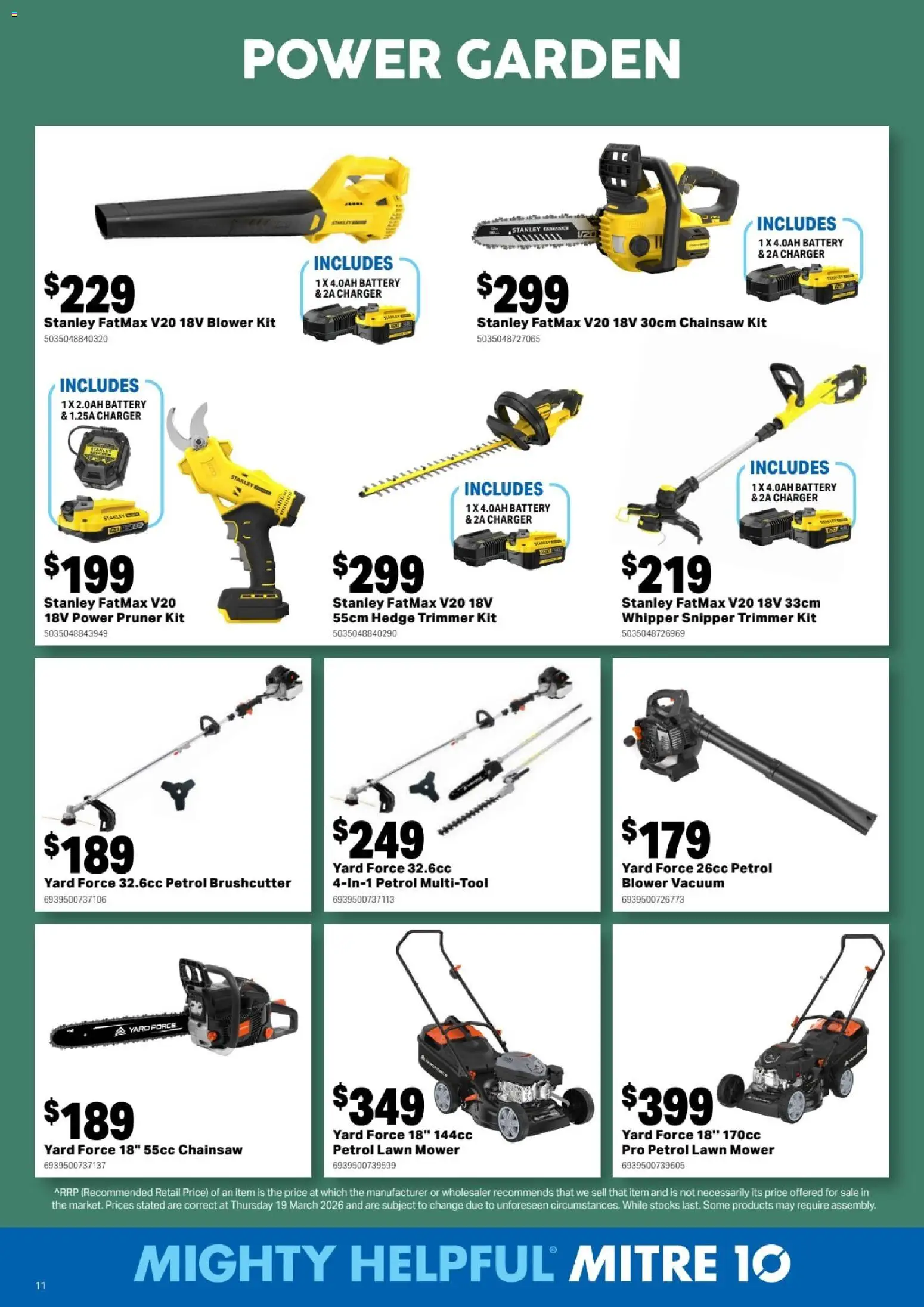 Mitre 10 catalogue - valid from 29.04.2026 | Page: 11 | Products: Battery, Charger, Lawn mower, Chainsaw