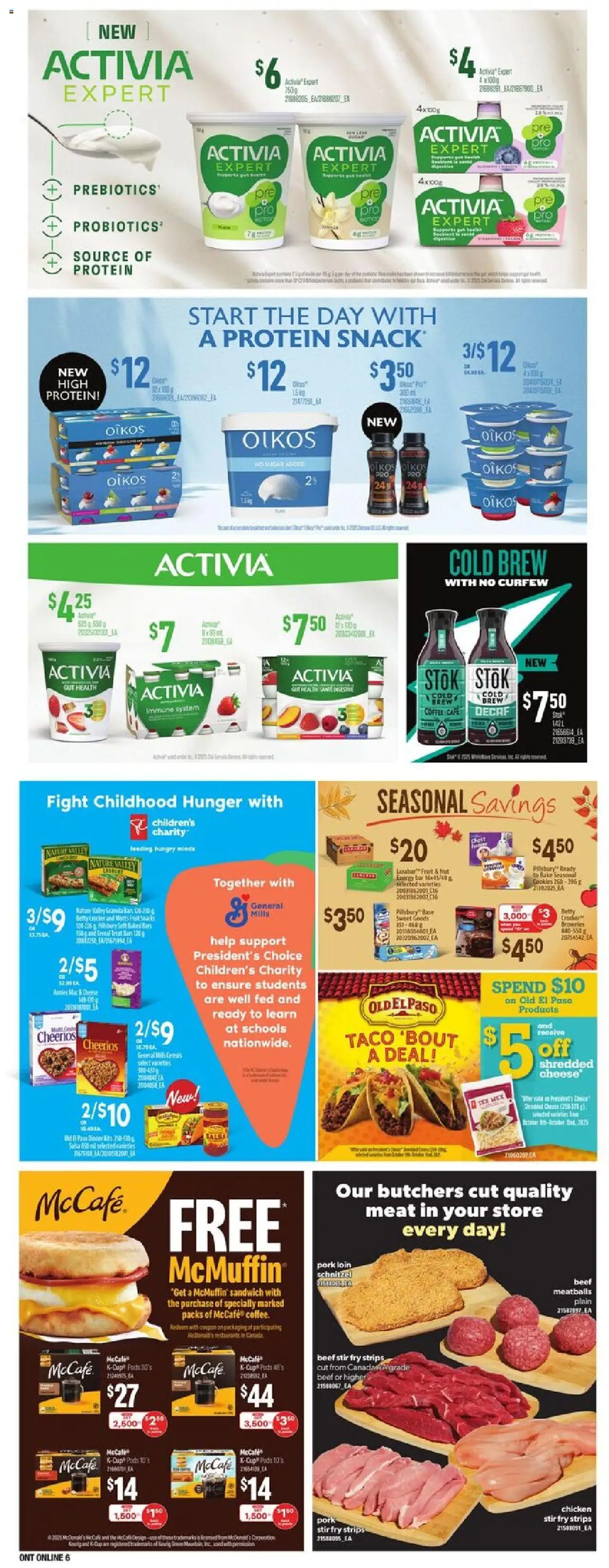 Loblaws flyer valid from 09.10.2025 | Page: 22 | Products: Beef, Cereals, Chicken, Pork