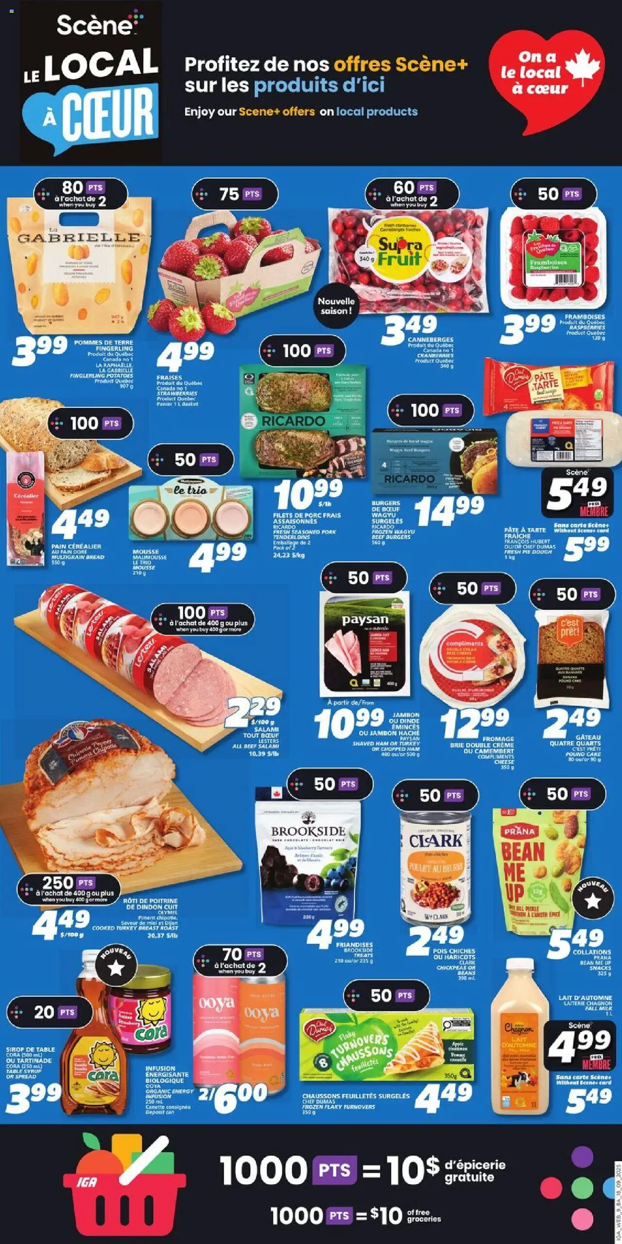 IGA flyer valid from 18.09.2025 | Page: 11 | Products: Table, Milk, Cheese, Salami