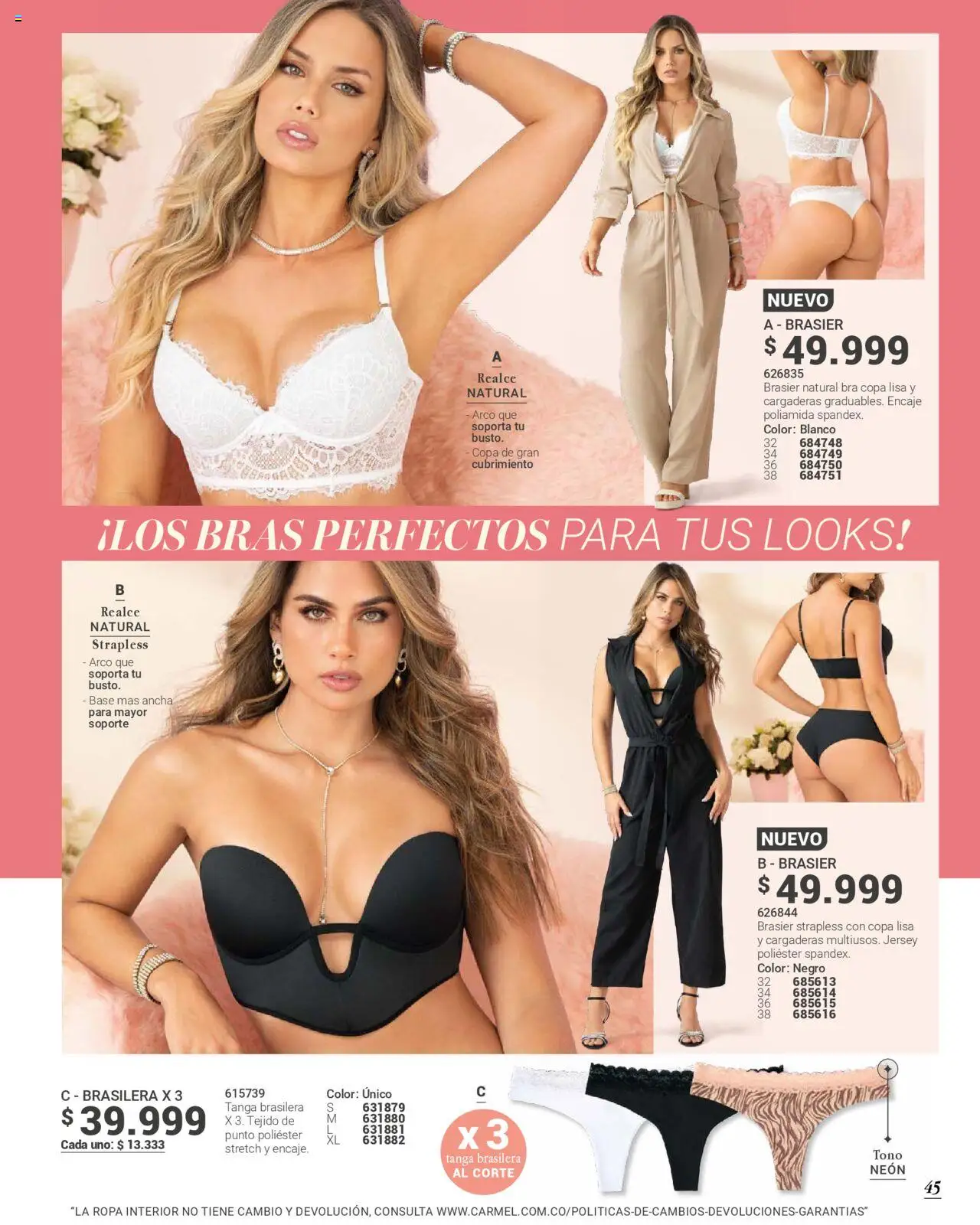 Carmel revista - valida desde el 25.09.2025 | Página: 45 | Productos: Brasier, Ropa, Ropa interior