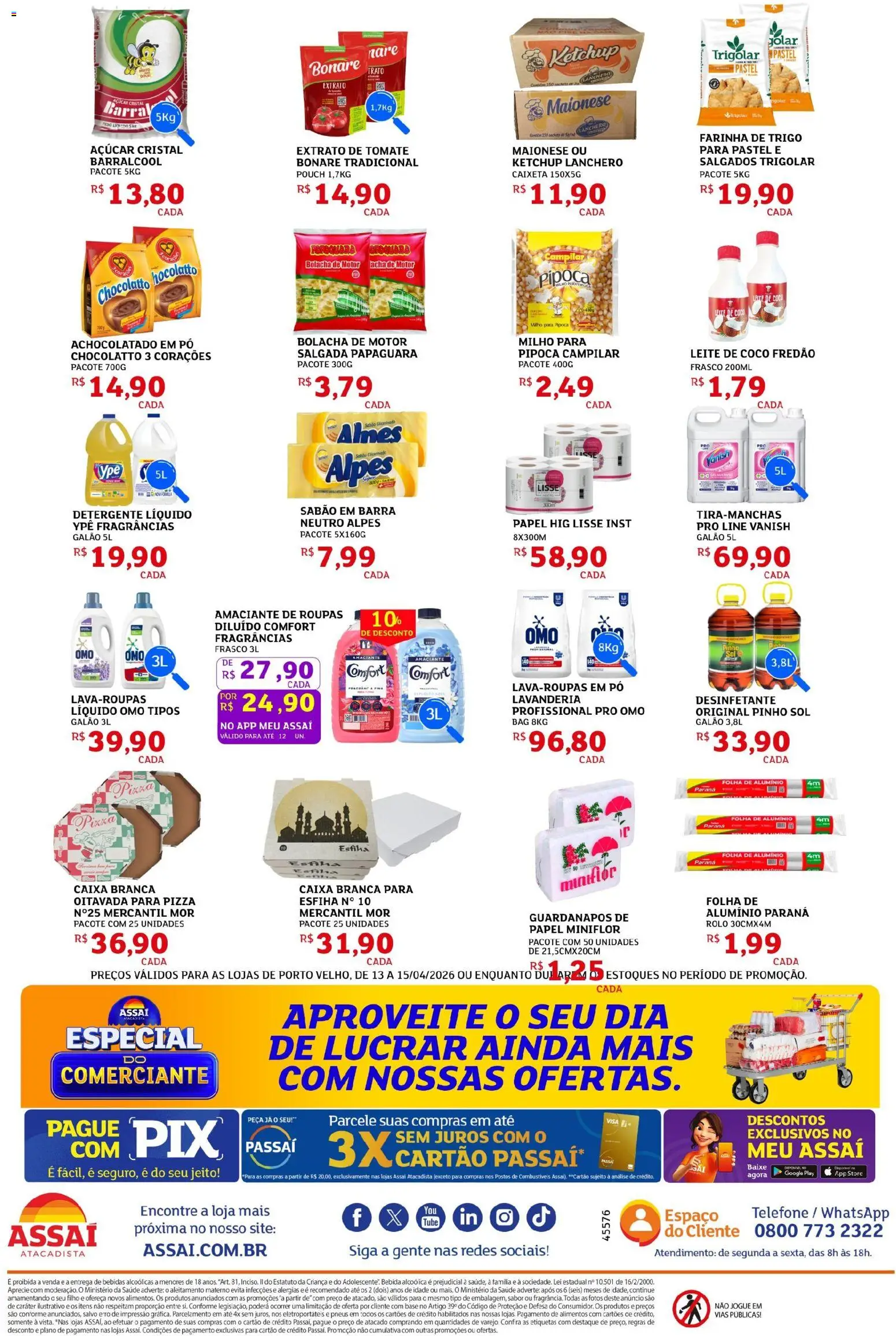 Assaí Atacadista Folheto - válido de 13.04.2026 | Página: 2 | Produtos: Detergente, Caixa, Maionese, Pipoca