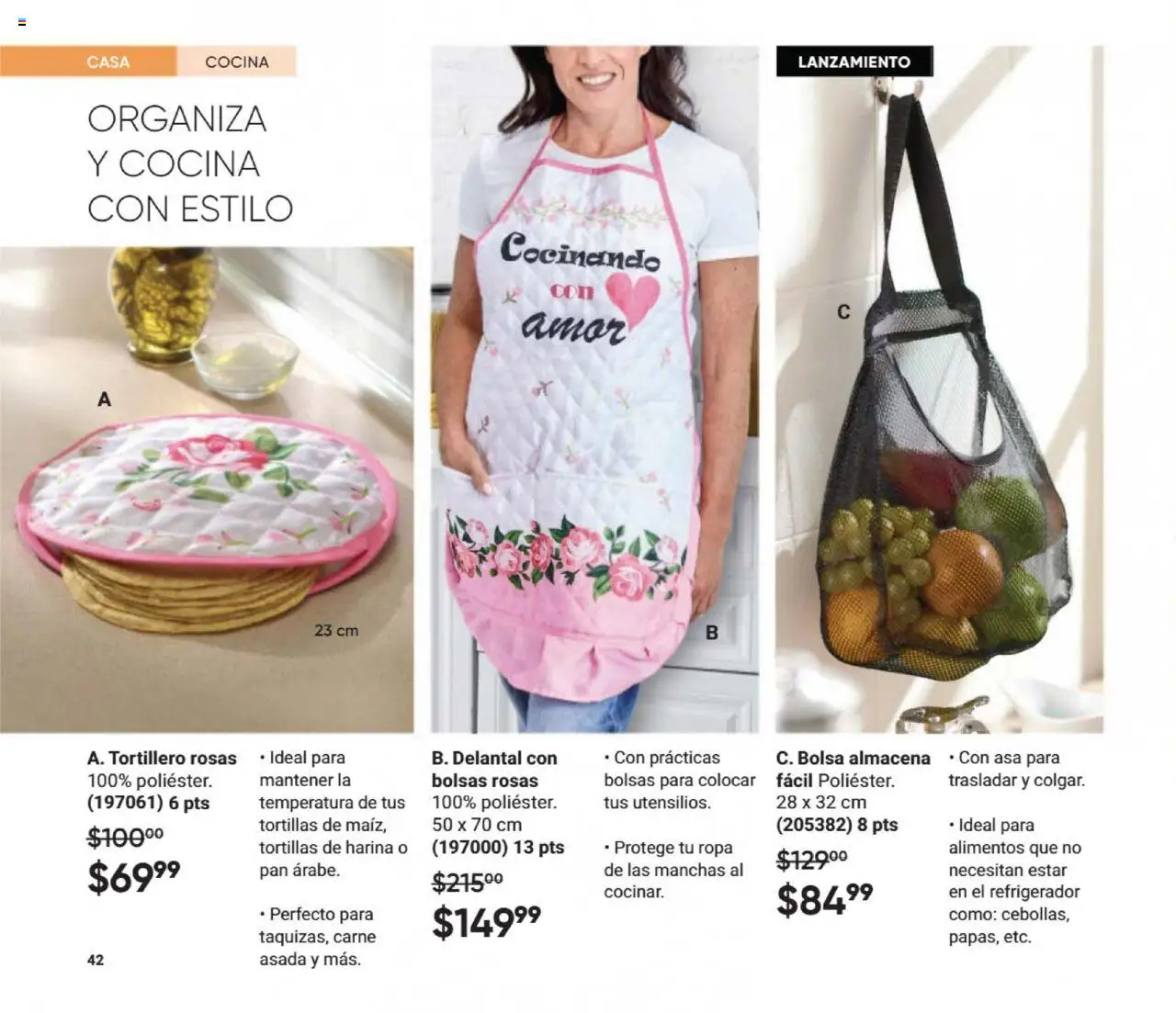 Nuevas ofertas de AVON válidas en toda la República Mexicana desde el 13.09.2025. ¡Encuentra las mejores ofertas en AVON - Casa & Estilo 14 2025! | Página: 42 | Productos: Delantal, Bolsa, Pan, Cocina