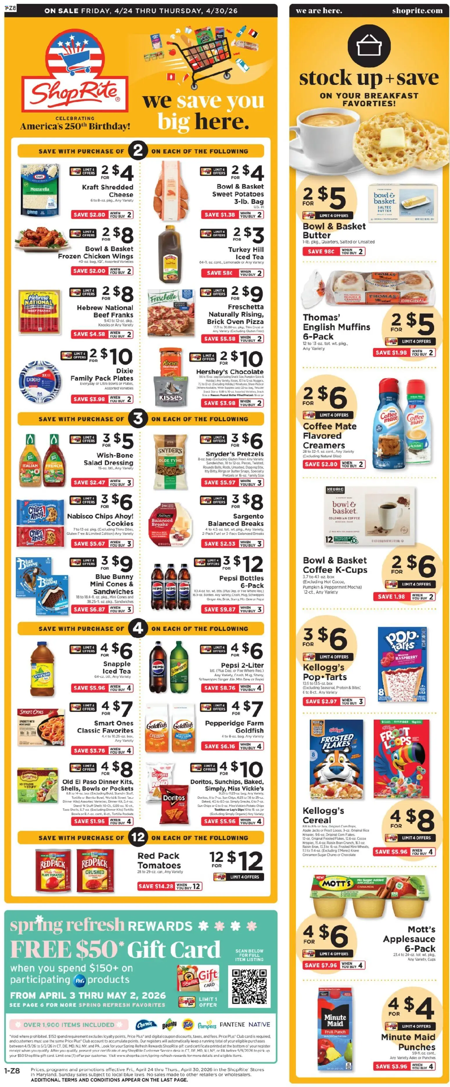 ShopRite Weekly Ad - valid from 24.04.2026 | Page: 1 | Products: Chocolate, Pizza, Rice, Pumpkin