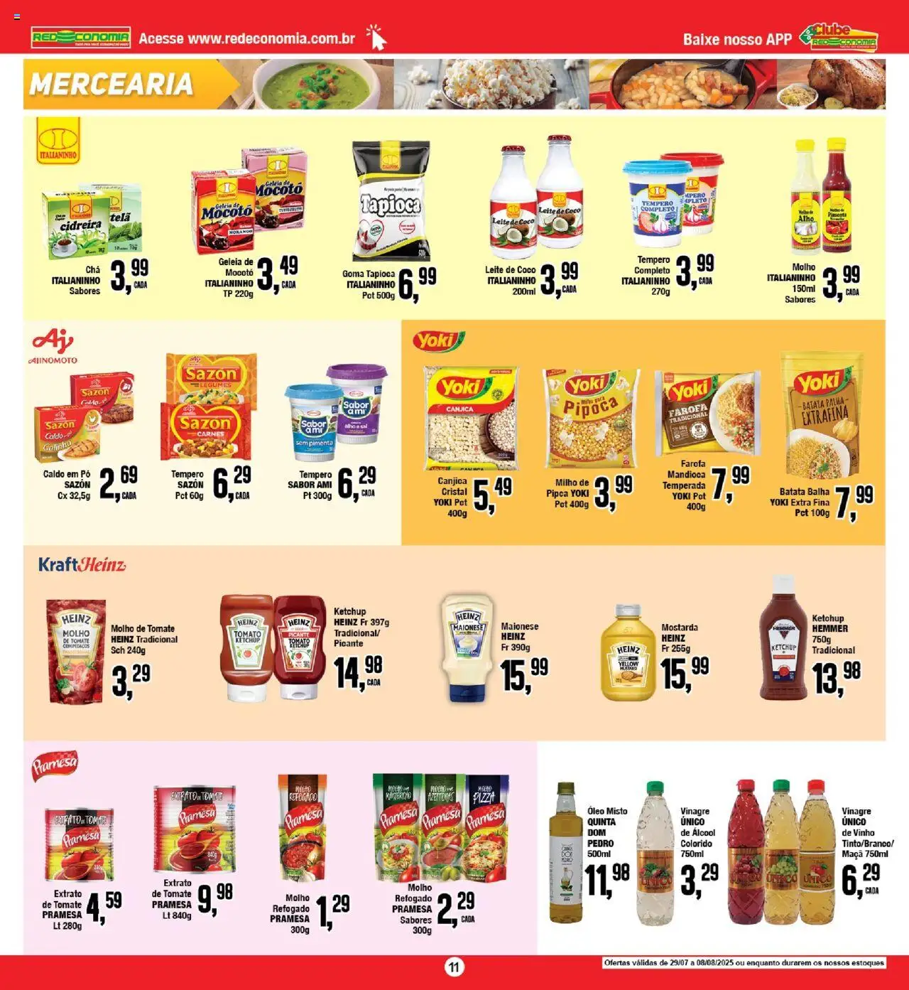 RedEconomia Folheto - válido de 27.07.2025 | Página: 11 | Produtos: Azeitonas, Tela, Farofa, Leite de coco