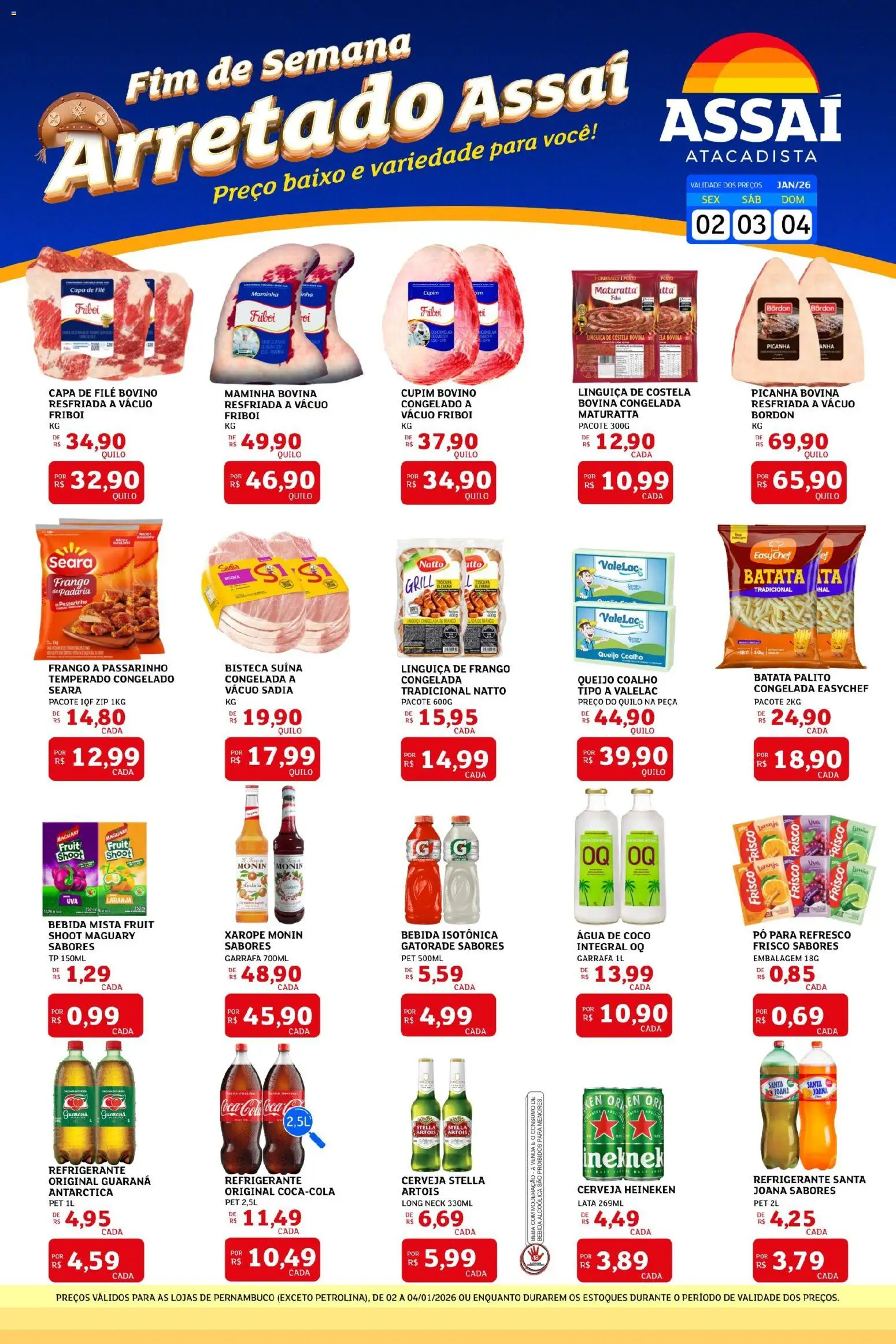 Assaí Atacadista Folheto - válido de 02.01.2026 | Página: 1 | Produtos: Linguiça, Cerveja, Bebida, Frango