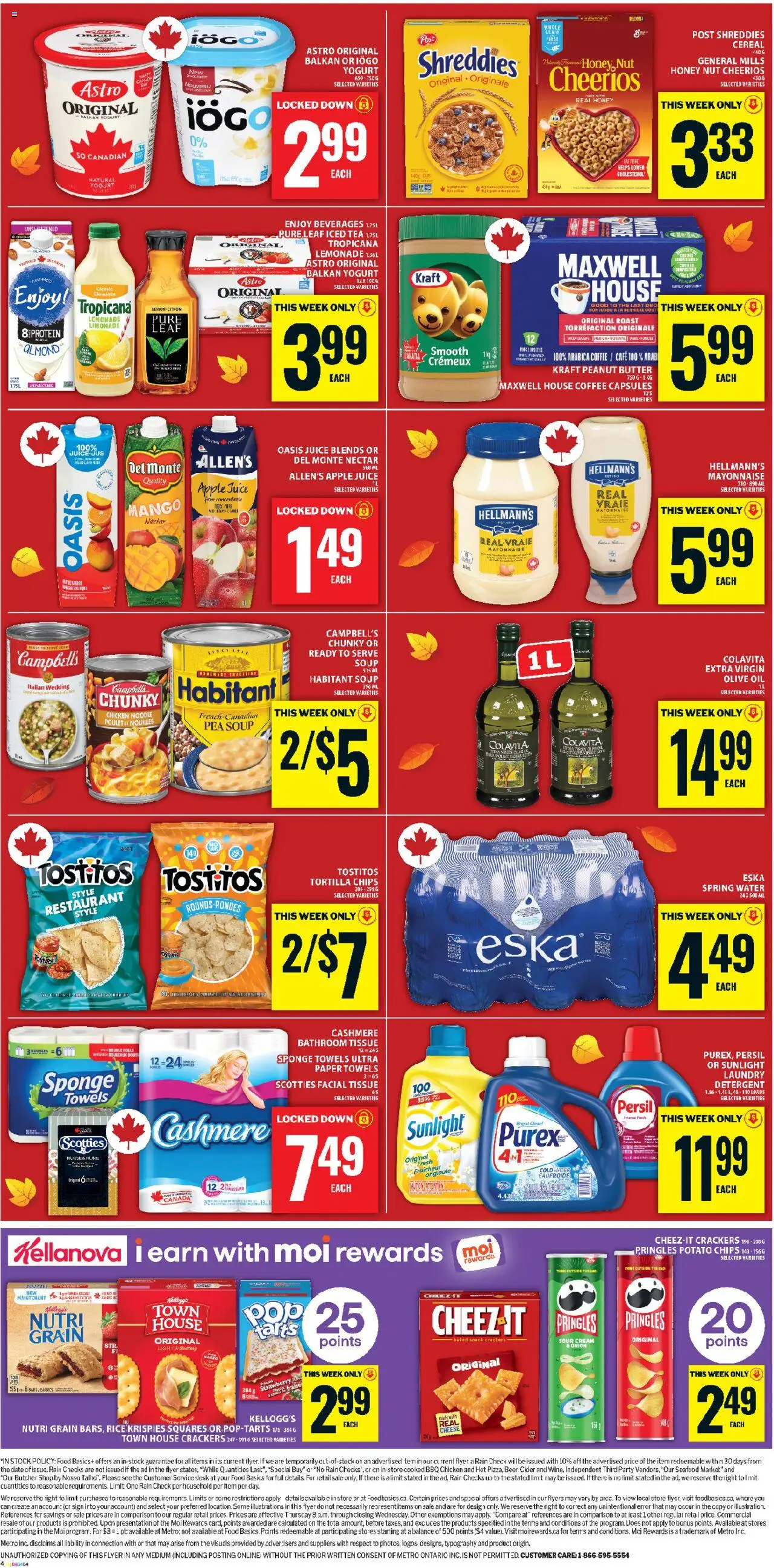 Food Basics flyer valid from 09.10.2025 | Page: 3 | Products: Rice, Tea, Sour cream, Detergent