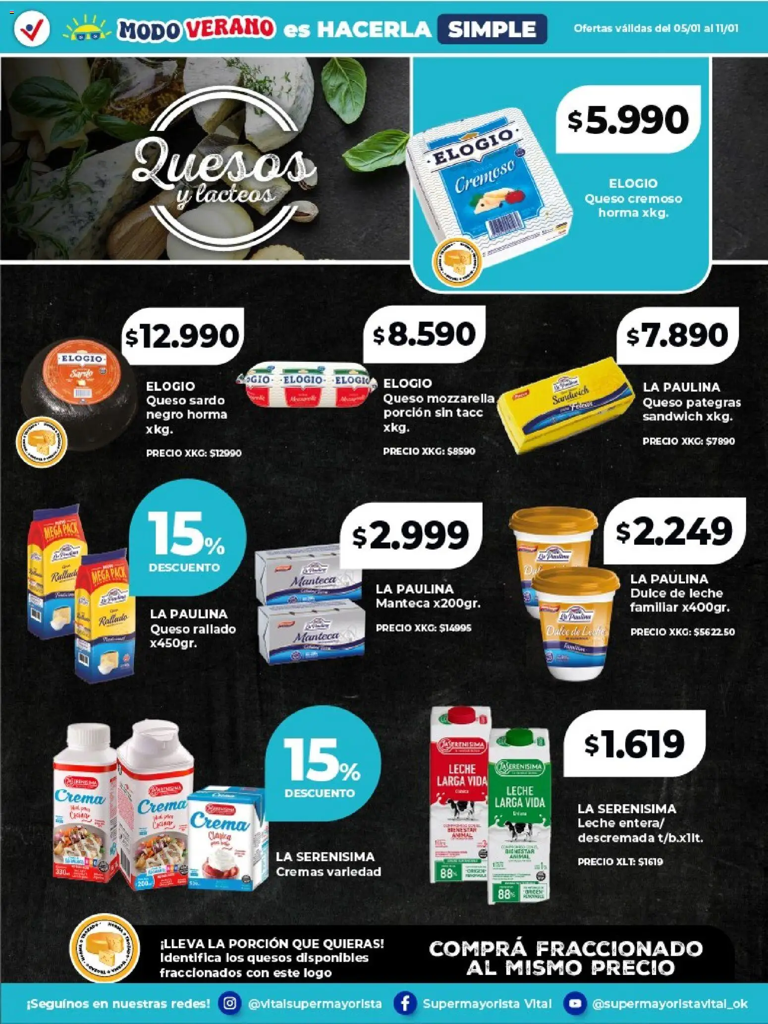 Vital - Especial de frescos │ válido desde el 05.01.2026 | Página: 4 | Productos: Dulce de leche, Leche, Manteca, Crema