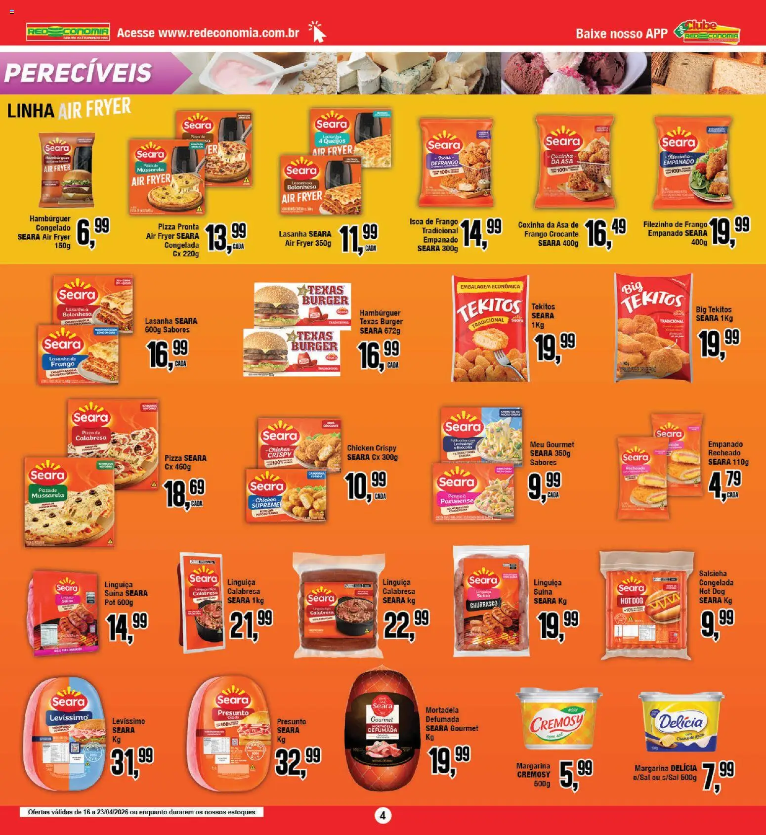 RedEconomia Folheto - válido de 16.04.2026 | Página: 4 | Produtos: Pizza, Hambúrguer, Lasanha, Margarina