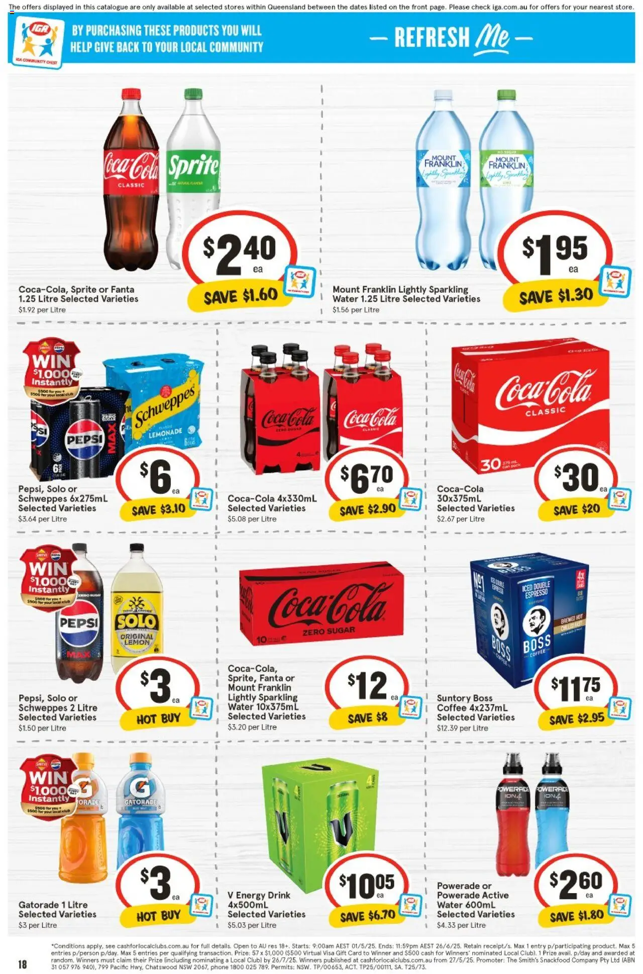 IGA catalogue - valid from 18.06.2025 | Page: 16 | Products: Coca Cola, Pepsi, Sugar, Phone