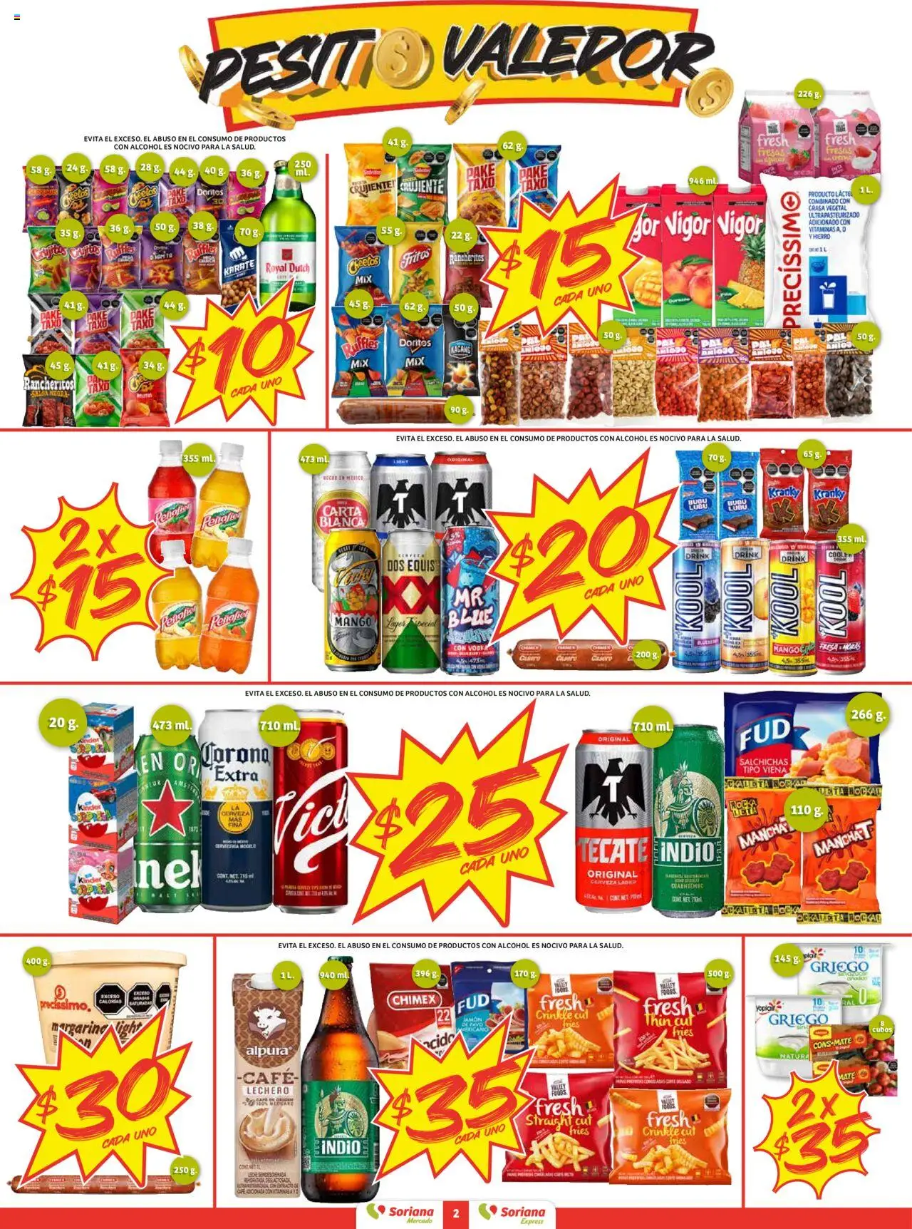 Nuevas ofertas de Soriana válidas en toda la República Mexicana desde el 18.09.2025. ¡Encuentra las mejores ofertas en Soriana - Pesito Valedor Mercado: Nay, Sin, Son! | Página: 2 | Productos: Mango, Café, Jamón, Cerveza