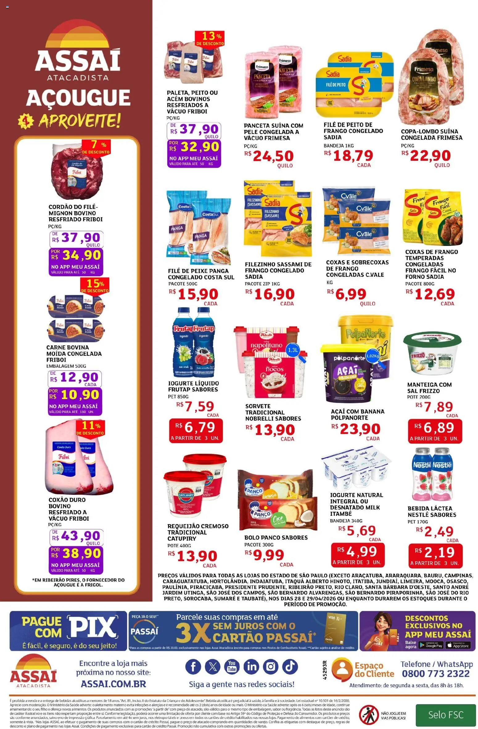 Assaí Atacadista Folheto - válido de 28.04.2026 | Página: 2 | Produtos: Iogurte, Peixe, Catupiry, Bandeja