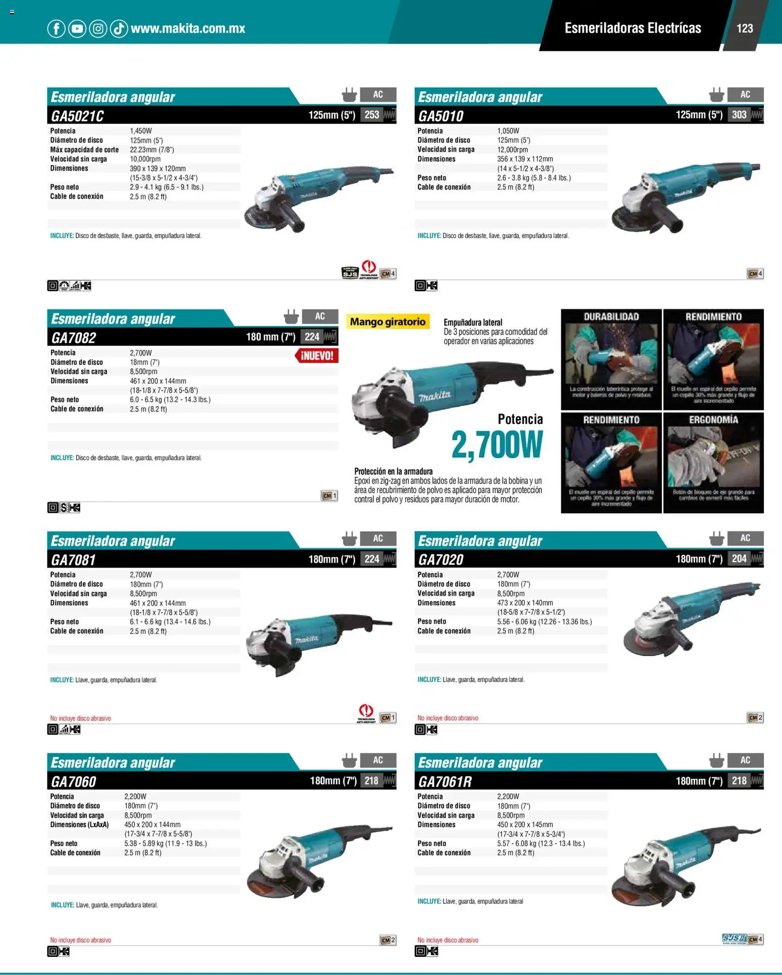 Nuevas ofertas de Makita válidas en toda la República Mexicana desde el 01.01.2024. ¡Encuentra las mejores ofertas en Makita catálogo General! | Página: 123 | Productos: Mango, Cable, Disco, Polvo