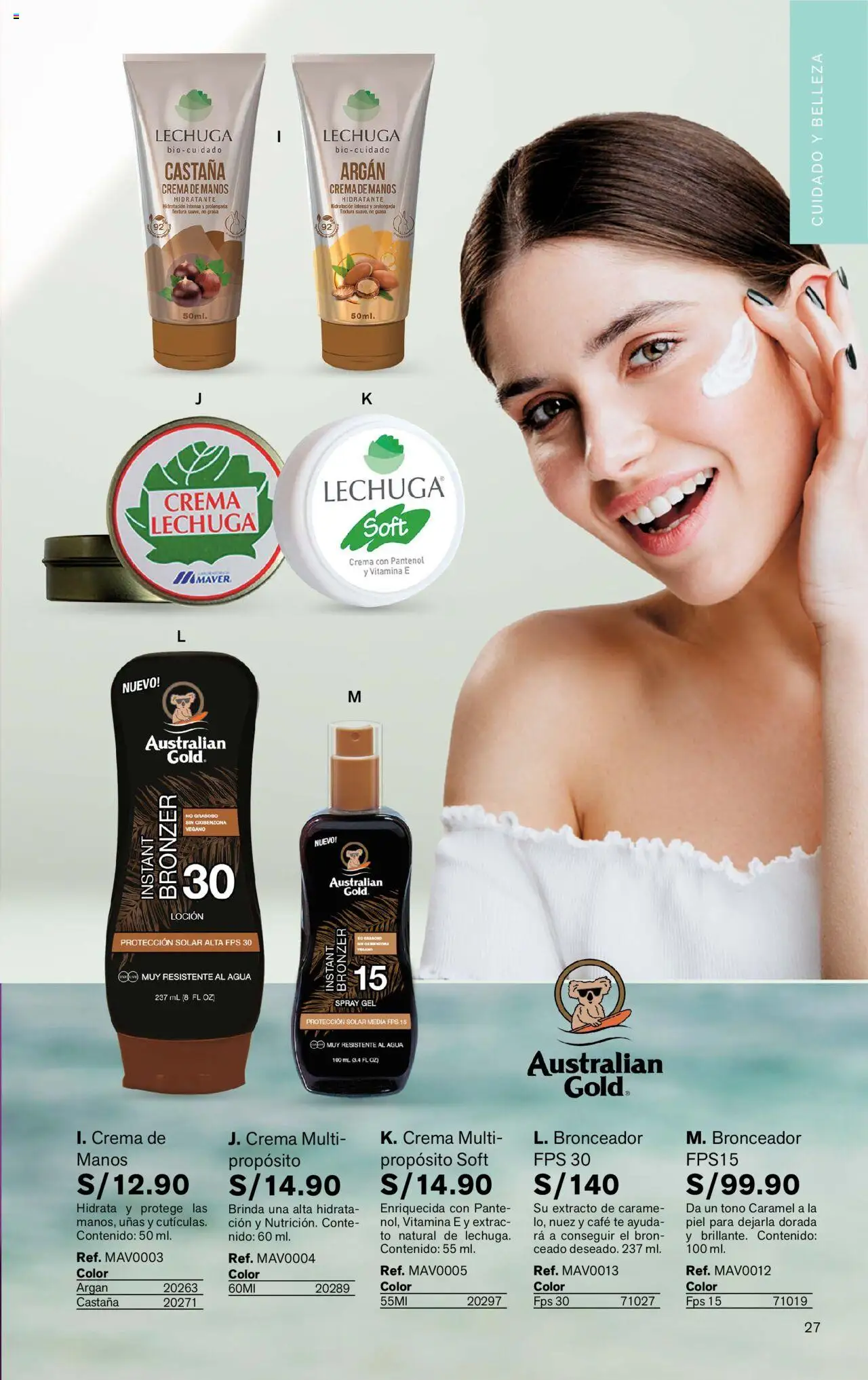 Catálogo Leonisa válido desde 24.06.2025 | Página: 27 | Productos: Crema de manos, Café, Lechuga, Bronceador