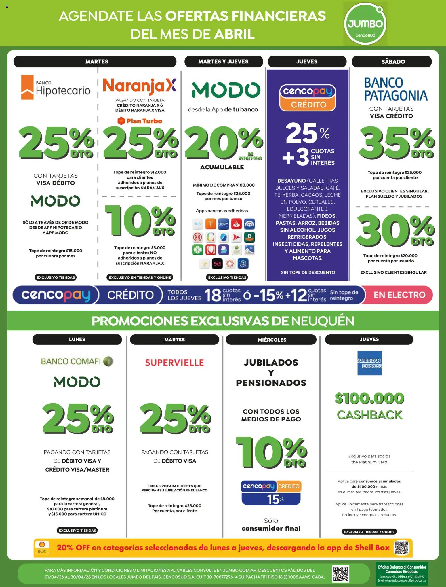 Jumbo - Ofertas | Neuquén │ válido desde el 17.04.2026 | Página: 9 | Productos: Teléfono, Banco, Galletitas, Leche