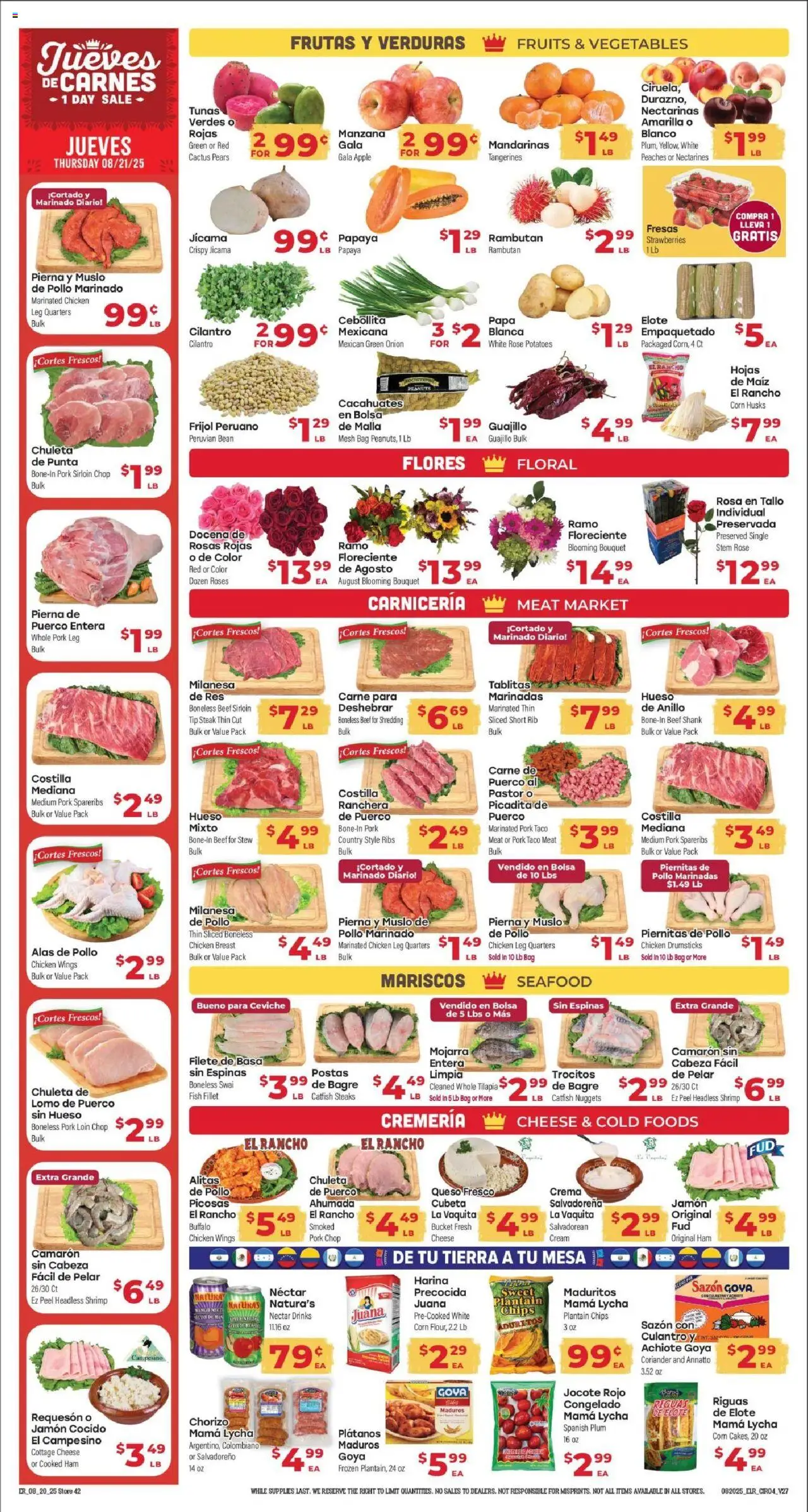 El Rancho Weekly Ad - valid from 20.08.2025 | Page: 4 | Products: Peaches, Pork, Chips, Tangerines