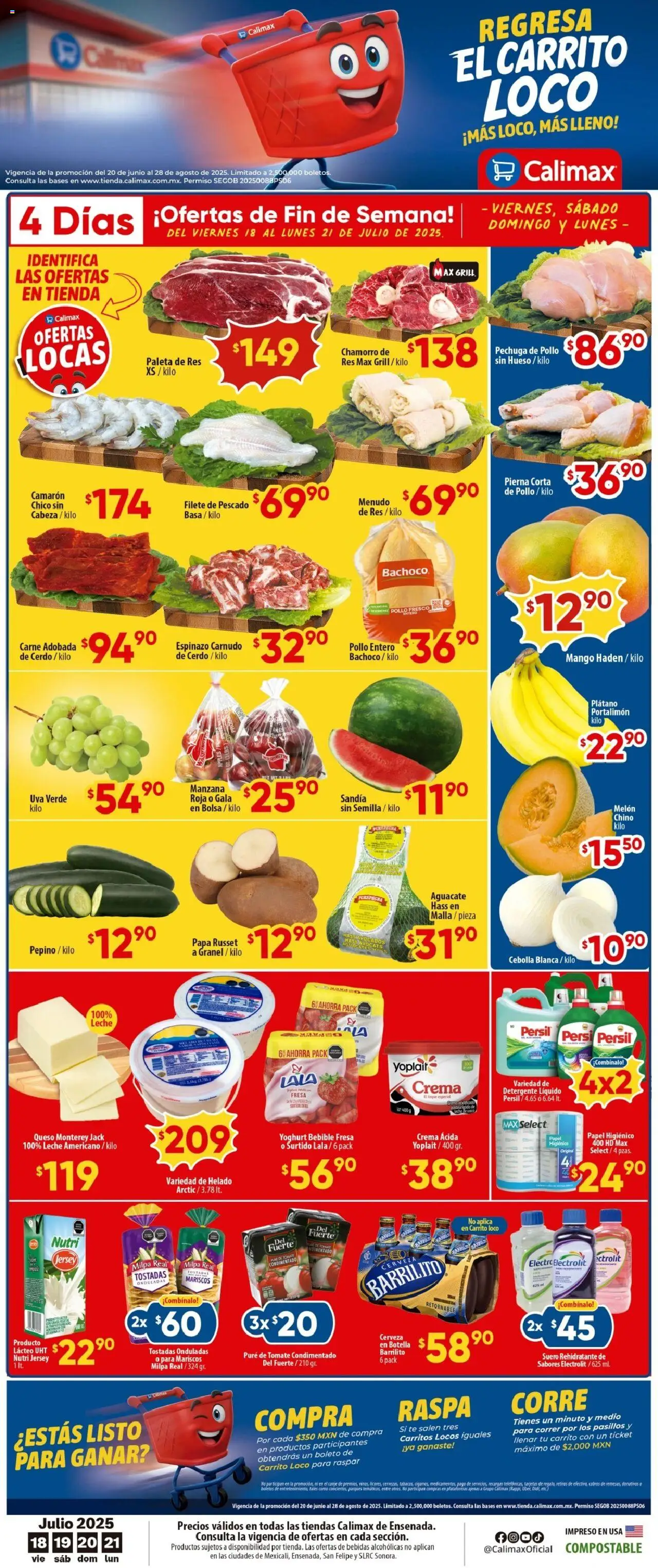 Nuevas ofertas de Calimax válidas en toda la República Mexicana desde el 18.07.2025. ¡Encuentra las mejores ofertas en Calimax - Folleto Mexicali! | Página: 1 | Productos: Melón, Tomate, Aguacate, Malla