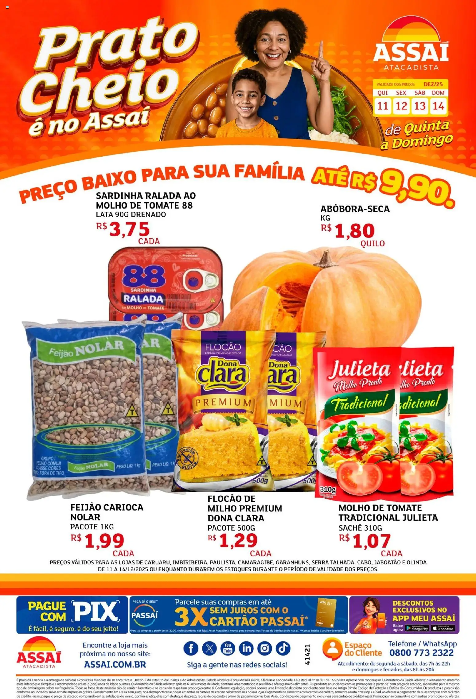 Assaí Atacadista Folheto - válido de 11.12.2025 | Página: 1 | Produtos: Feijão, Pneus, Base, Baixo
