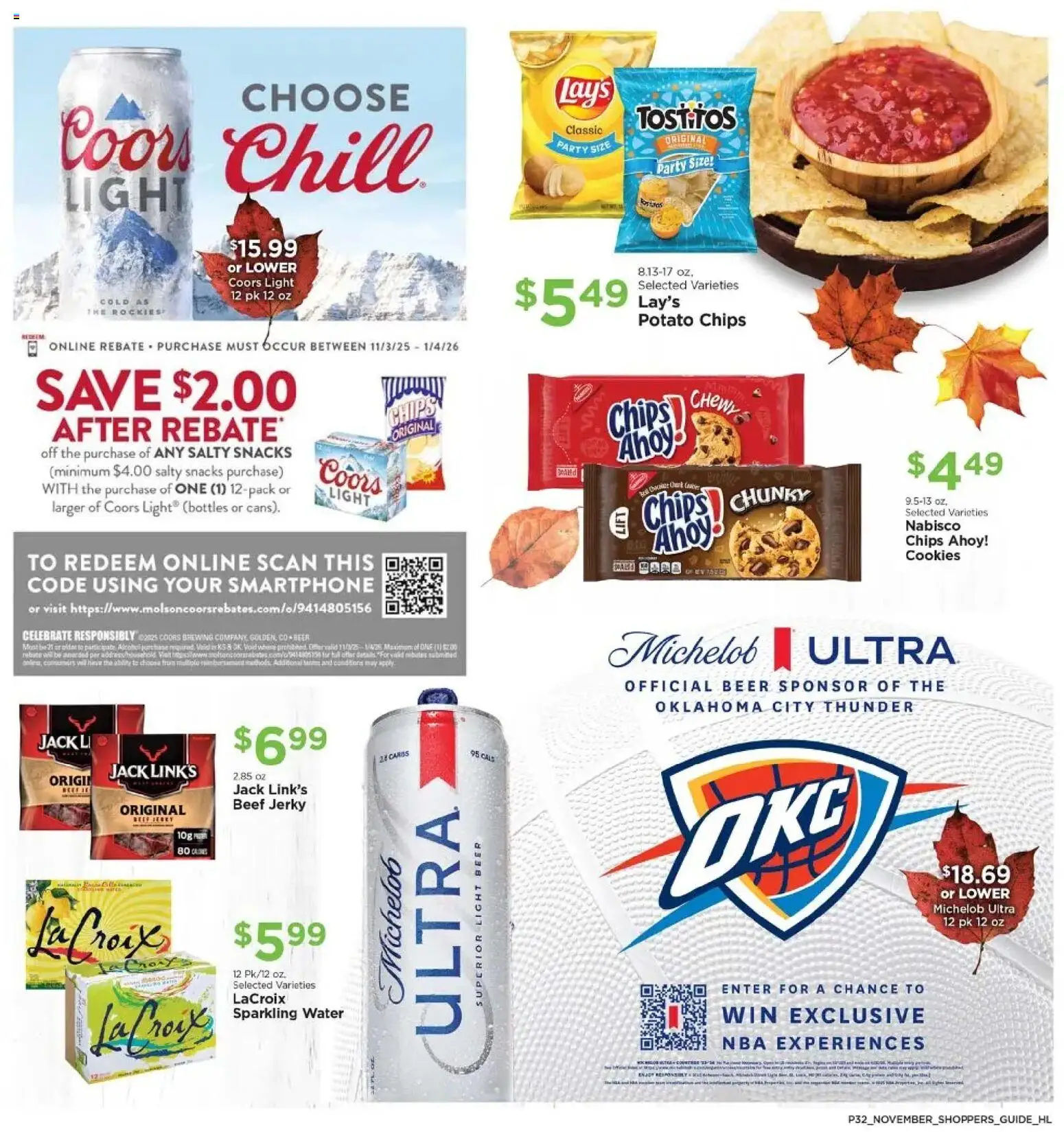 Homeland Bring Savings Home Shopper's Guide - valid from 01.11.2025 | Page: 32 | Products: Beer, Chips, Cookies, Water
