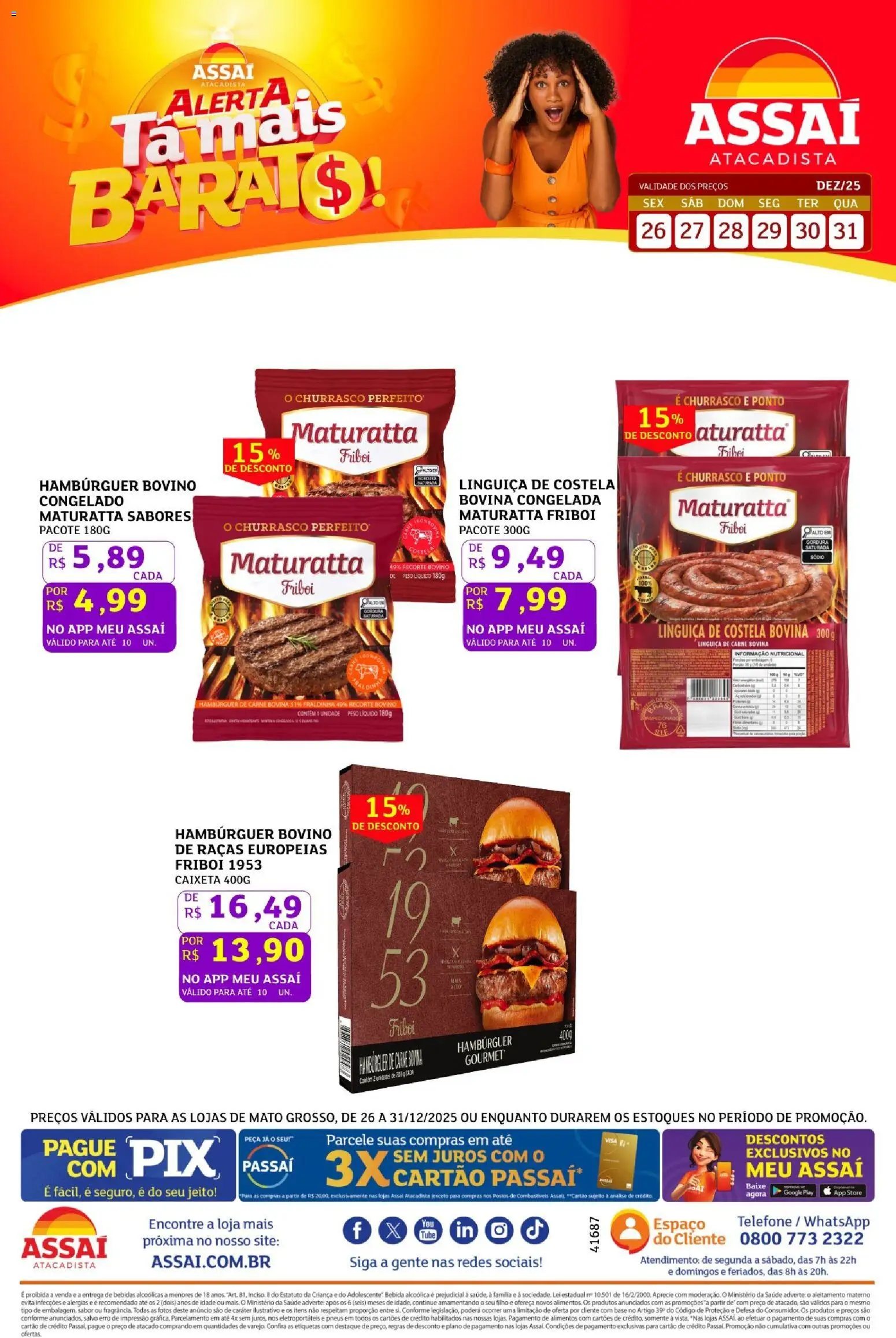 Assaí Atacadista Folheto - válido de 26.12.2025 | Página: 1 | Produtos: Pneus, Base, Hambúrguer, Bebida