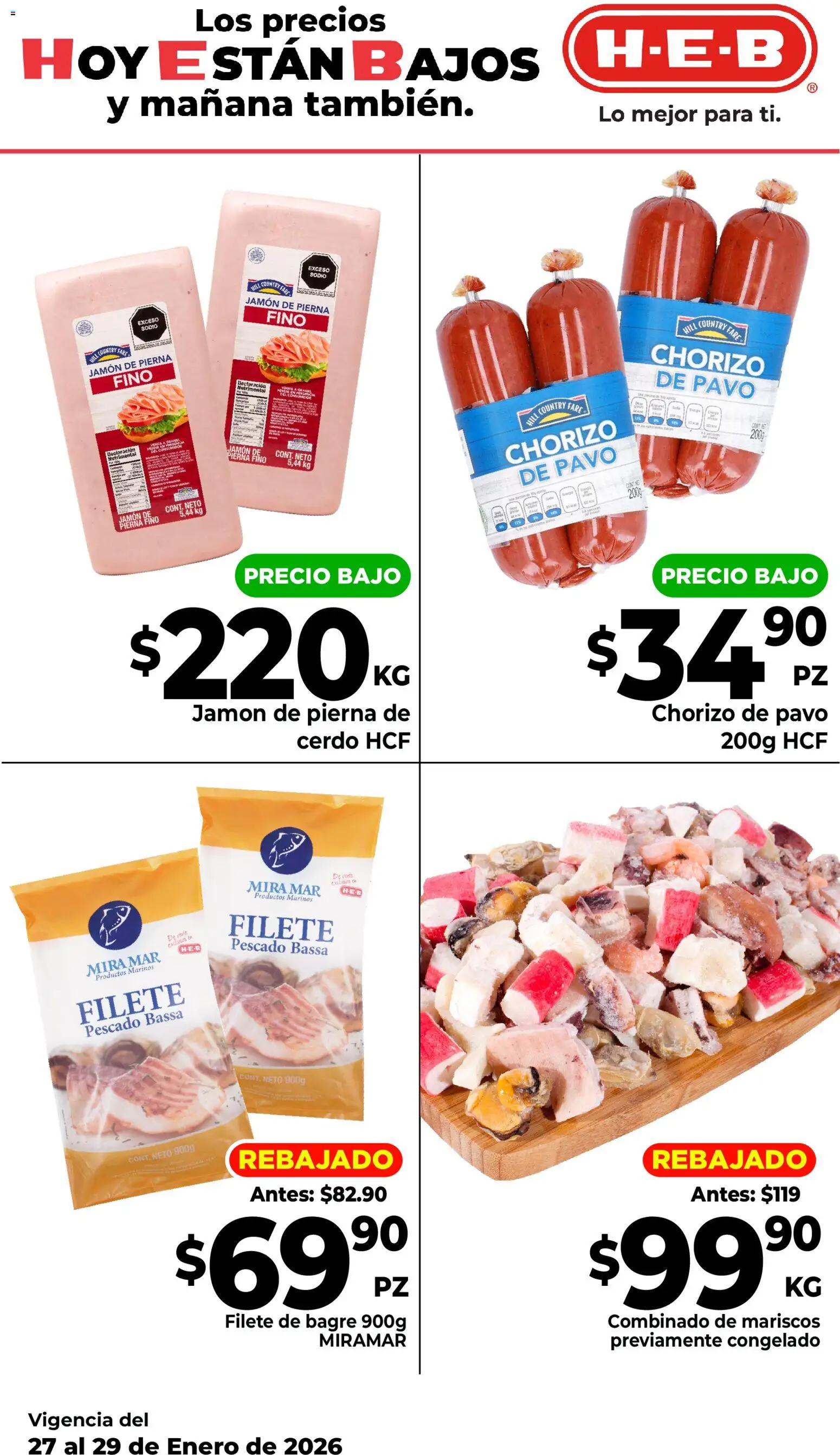 Nuevas ofertas de H-E-B válidas en toda la República Mexicana desde el 27.01.2026. ¡Encuentra las mejores ofertas en H-E-B folleto Los precios hoy están bajos! | Página: 3 | Productos: Jamón, Cerdo, Chorizo