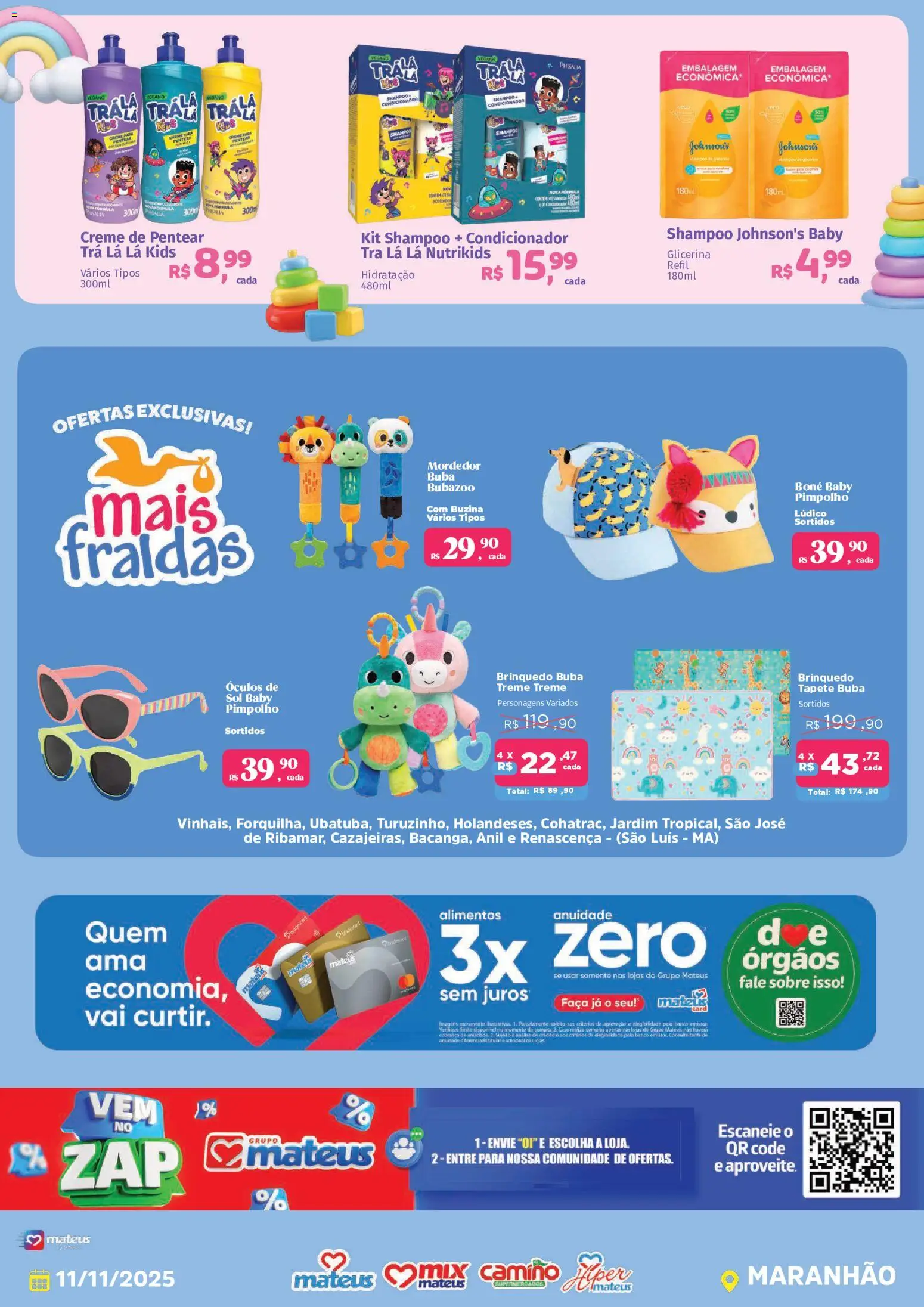 Mateus Folheto - válido de 11.11.2025 | Página: 2 | Produtos: Shampoo, Banco, Tapete, Fraldas