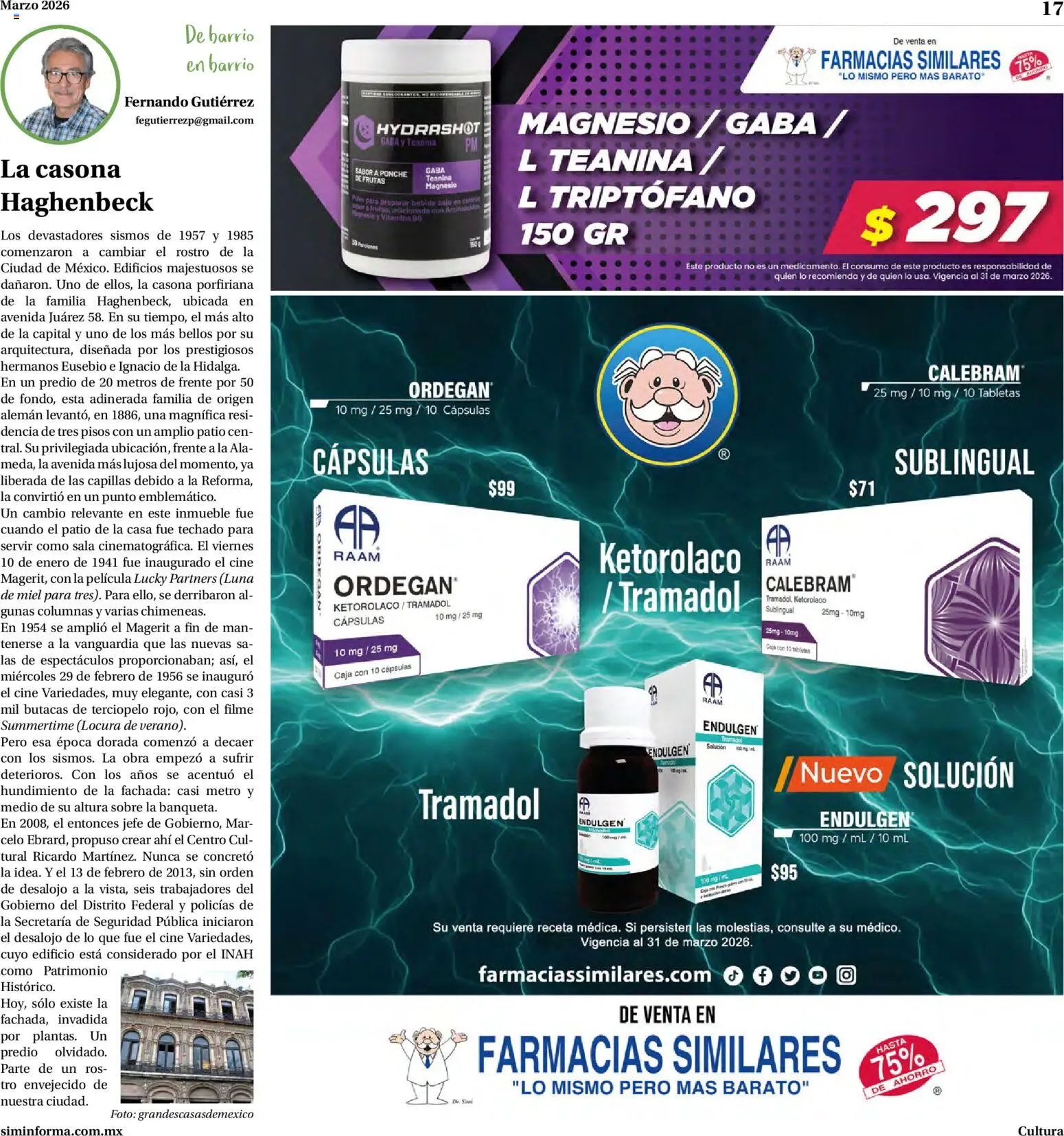 Nuevas ofertas de Farmacias Similares válidas en toda la República Mexicana desde el 01.03.2026. ¡Encuentra las mejores ofertas en Farmacias Similares catálogo! | Página: 17 | Productos: Caja, Sobre