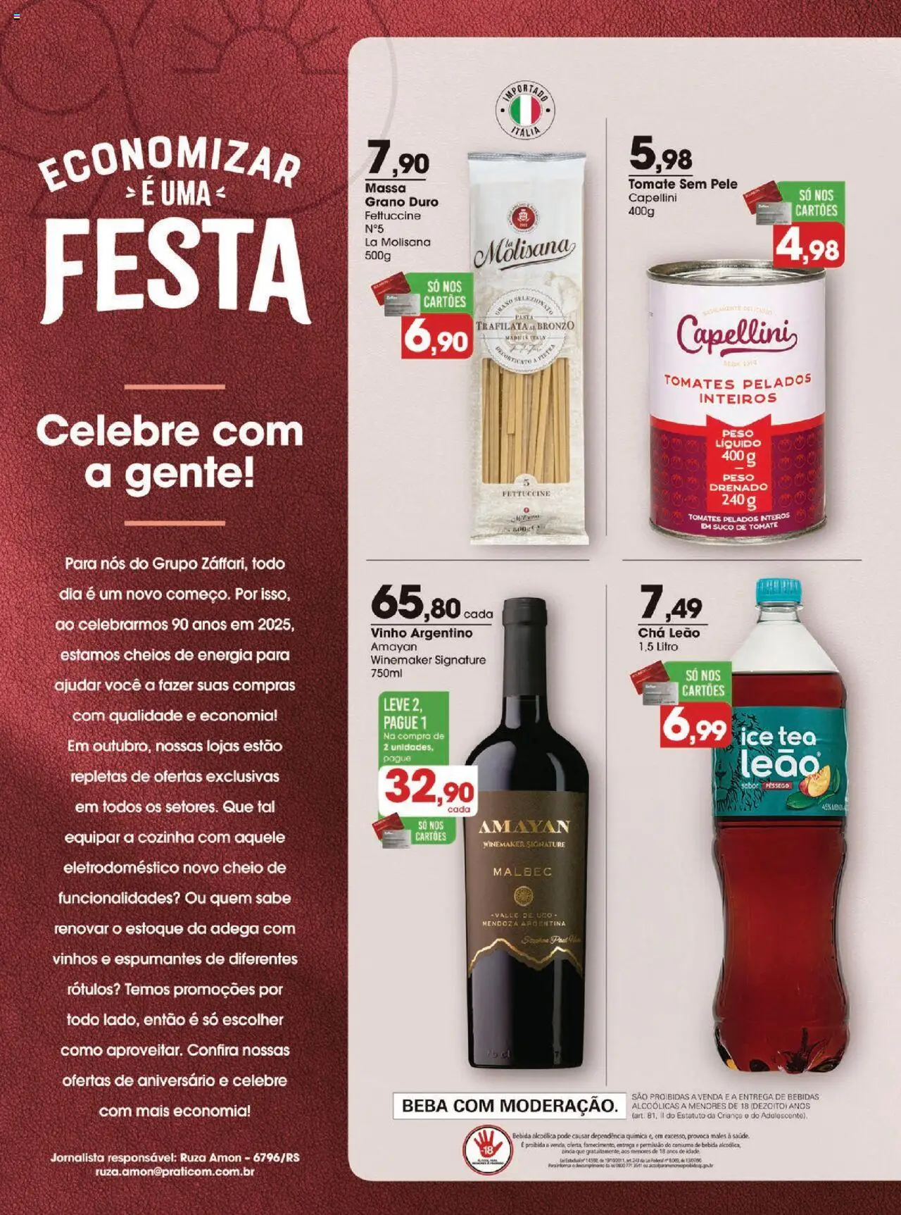Zaffari Folheto - válido de 07.10.2025 | Página: 2 | Produtos: Ice tea, Pasta, Tomates, Massa