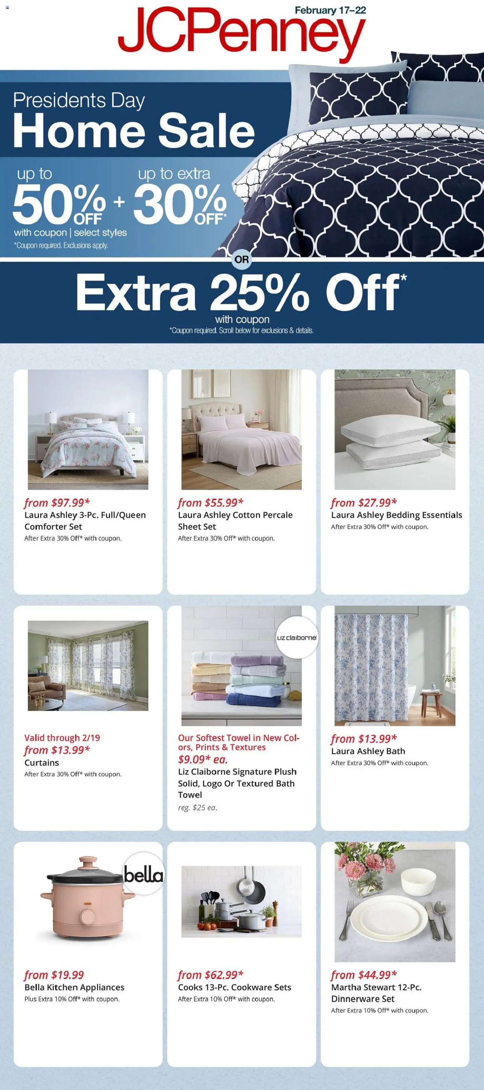 JCPenney Weekly Ad - valid from 17.02.2026 | Page: 1 | Products: Bath, Comforter, Sheet