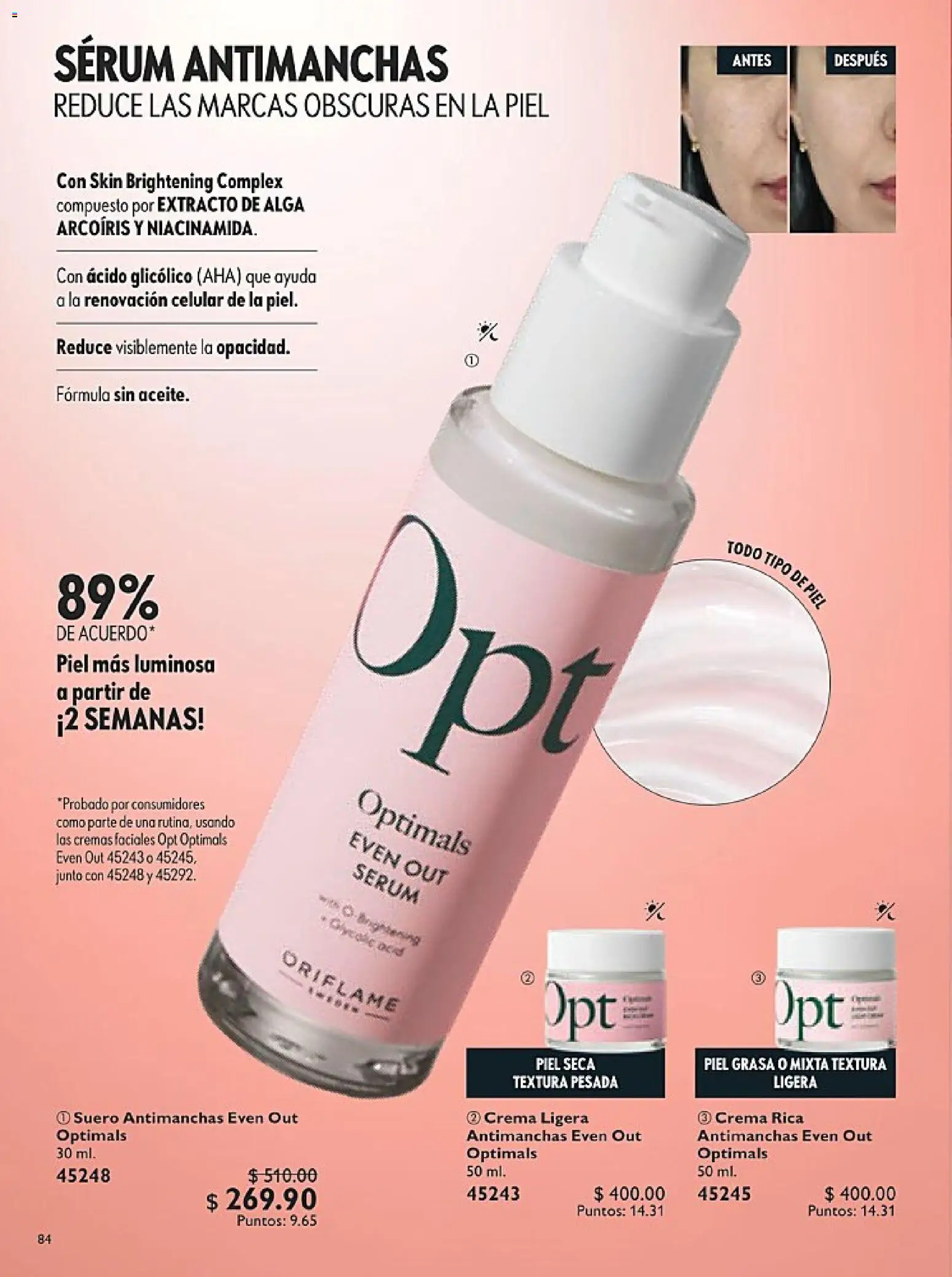 Nuevas ofertas de Oriflame válidas en toda la República Mexicana desde el 24.01.2026. ¡Encuentra las mejores ofertas en Oriflame campaña 2 2026! | Página: 84 | Productos: Serum, Crema