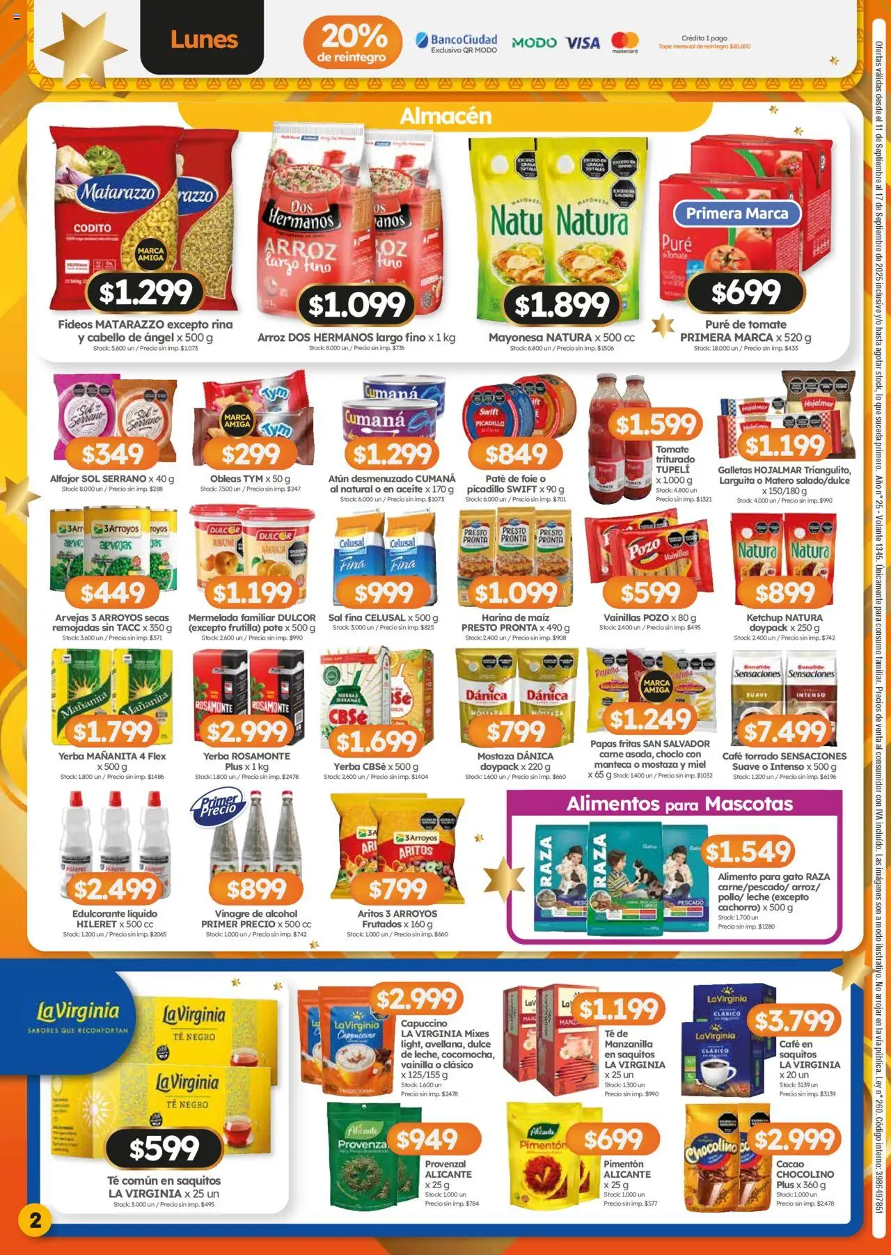 Cordiez - Ofertas │ válido desde el 11.09.2025 | Página: 2 | Productos: Yerba, Vinagre, Fideos, Provenzal