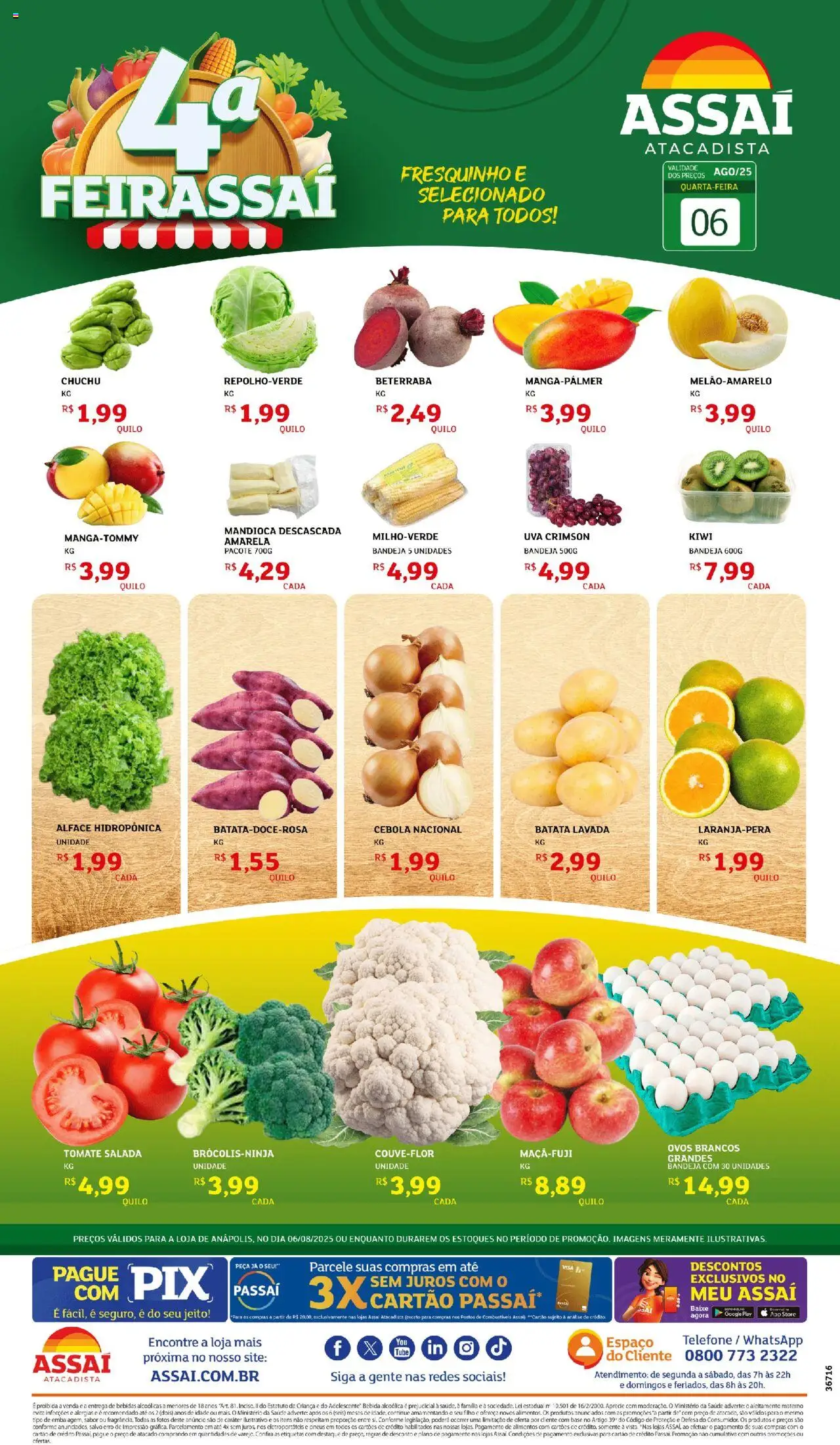 Assaí Atacadista Folheto - válido de 06.08.2025 | Página: 1 | Produtos: Ovos, Pneus, Kiwi, Salada