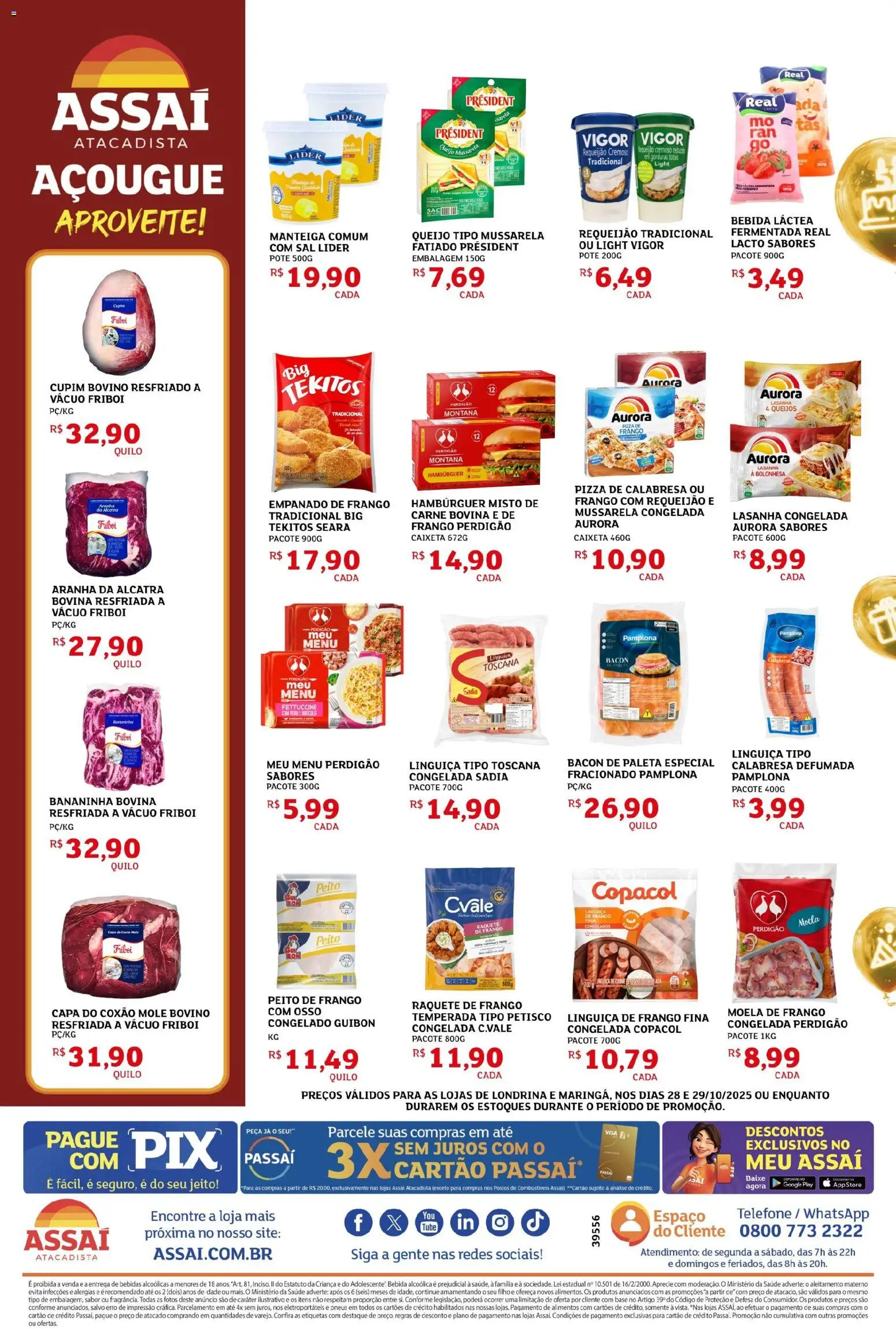 Assaí Atacadista Folheto - válido de 28.10.2025 | Página: 2 | Produtos: Queijo, Lasanha, Frango, Requeijão