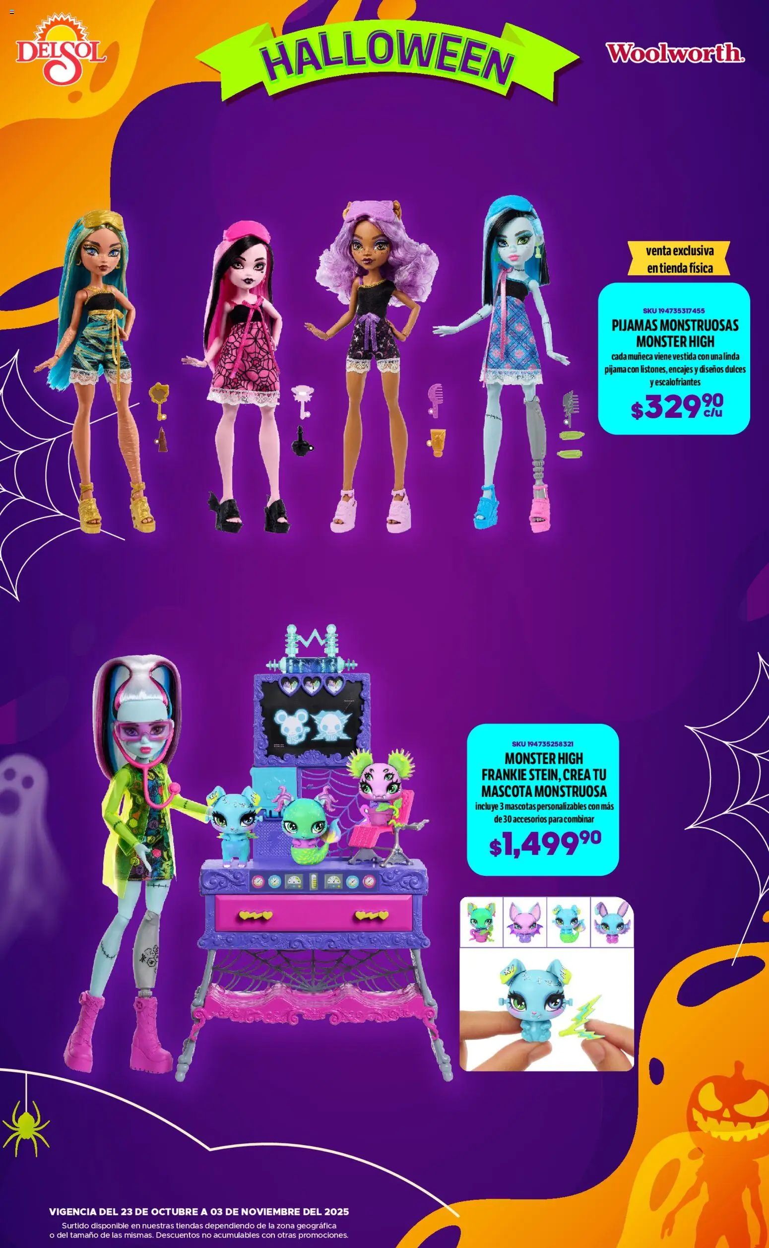 Nuevas ofertas de Del Sol y Woolworth válidas en toda la República Mexicana desde el 23.10.2025. ¡Encuentra las mejores ofertas en Del Sol y Woolworth - Catálogo Halloween! | Página: 7 | Productos: Pijama, Dulces