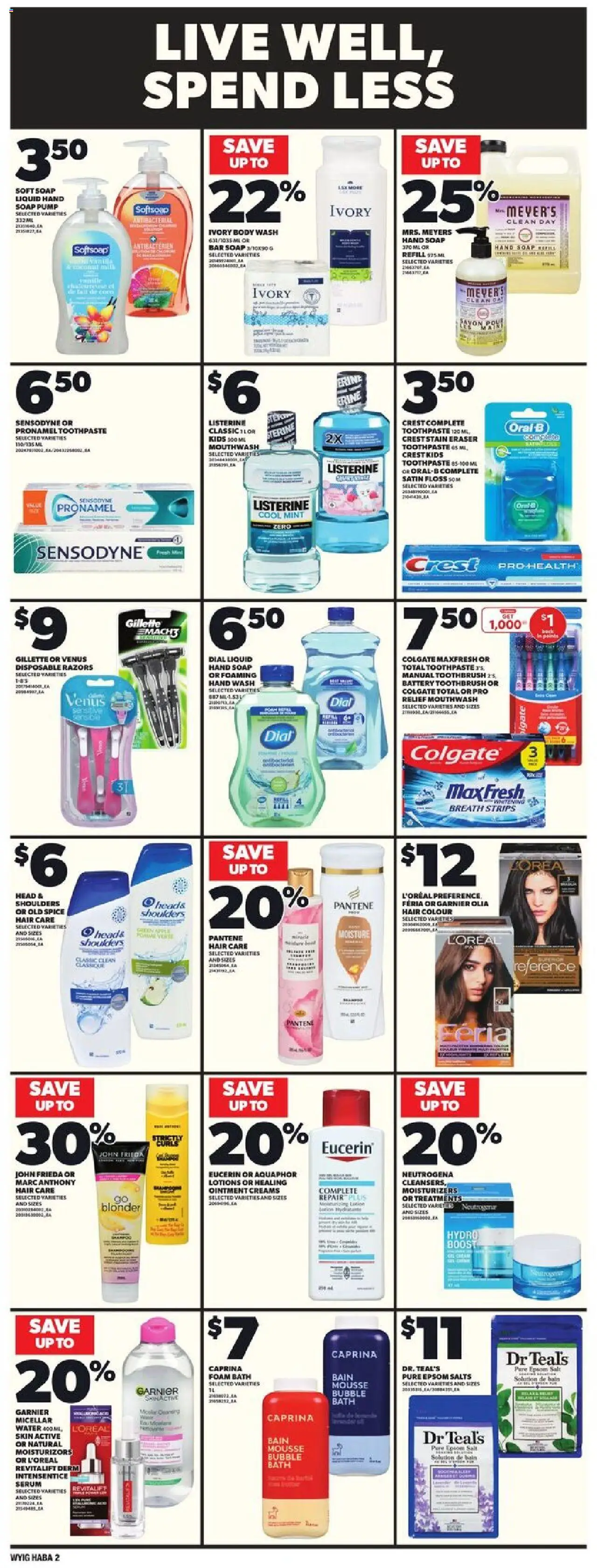 Loblaws flyer valid from 11.09.2025 | Page: 13 | Products: Body wash, Toothpaste, Battery, Bath