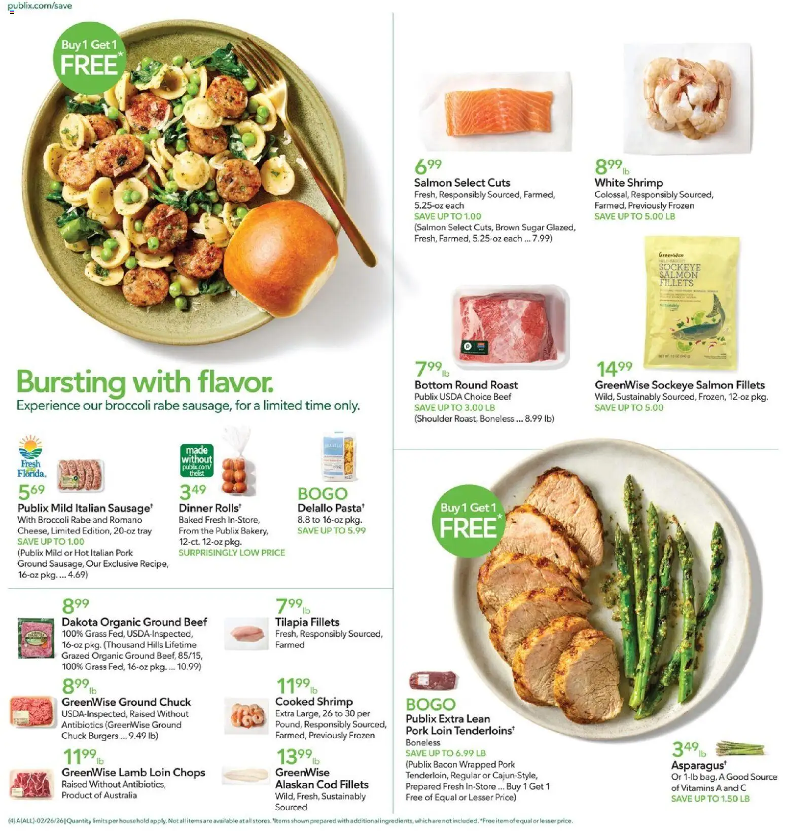 Publix Weekly Ad - valid from 25.02.2026 | Page: 4 | Products: Broccoli, Pork, Beef, Sugar