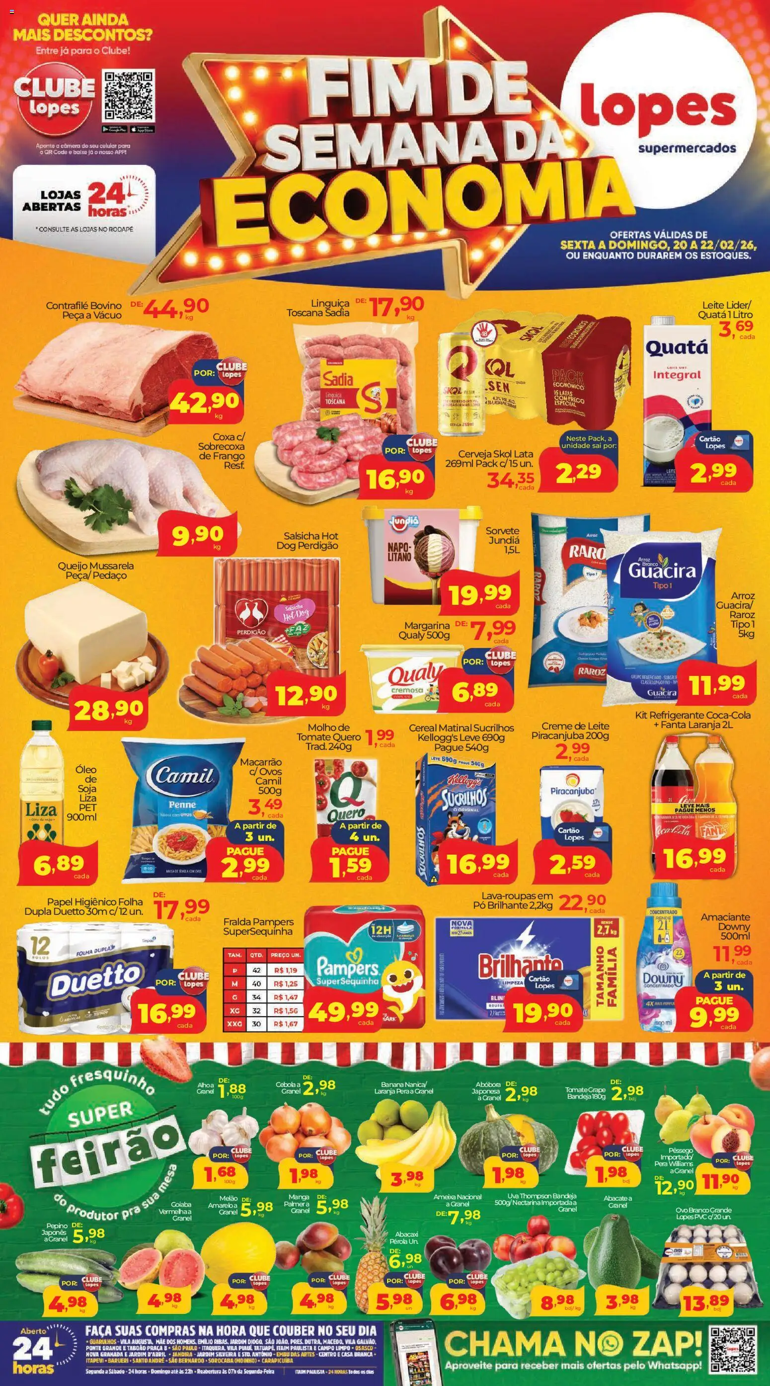 Lopes Supermercados Folheto - válido de 20.02.2026 | Página: 1 | Produtos: Molho de tomate, Arroz, Creme, Frango