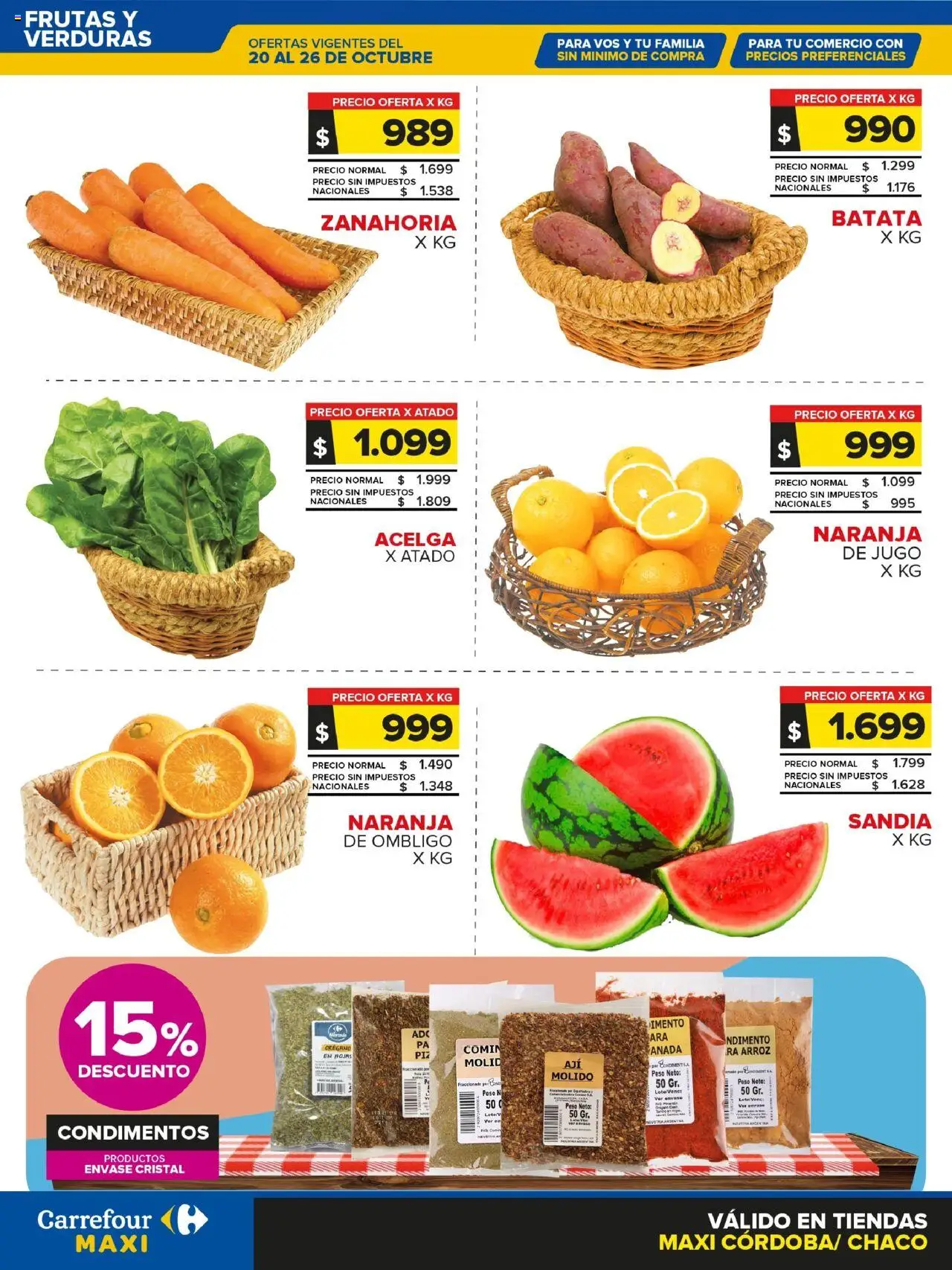 Carrefour ofertas - Cordoba │ válido desde el 20.10.2025 | Página: 1 | Productos: Peso, Sandía, Jugo, Orégano