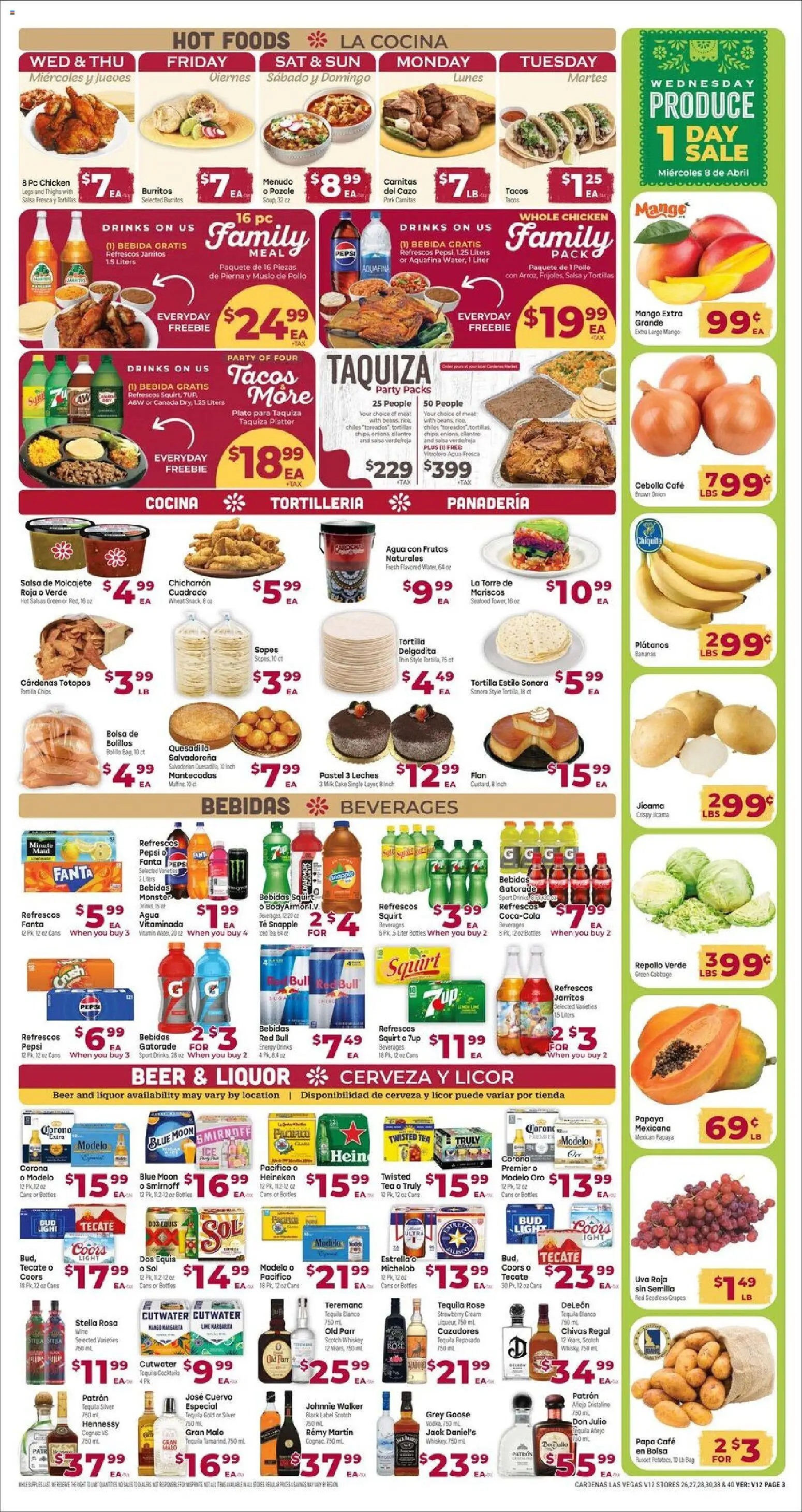 Cardenas Weekly Ad - NV - valid from 08.04.2026 | Page: 3 | Products: Whiskey, Cabbage, Pc, Onion
