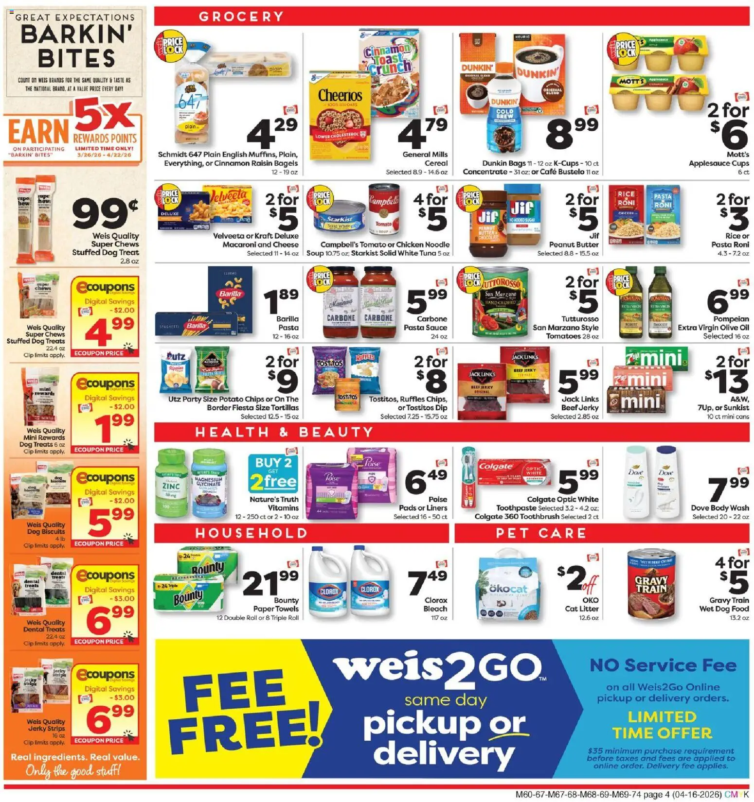 Weis Weekly Circular - MD - valid from 16.04.2026 | Page: 4 | Products: Clip, Dog Treats, Butter, Pasta
