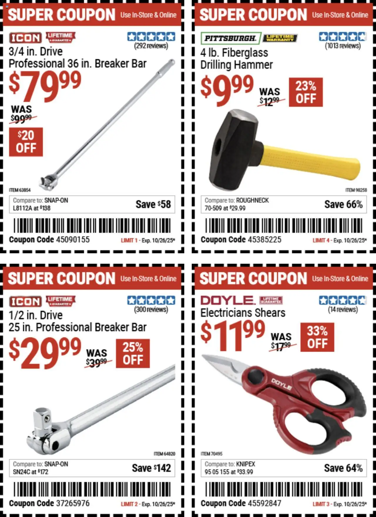 Harbor Freight Coupon Deals - valid from 13.10.2025 | Page: 10 | Products: Hammer