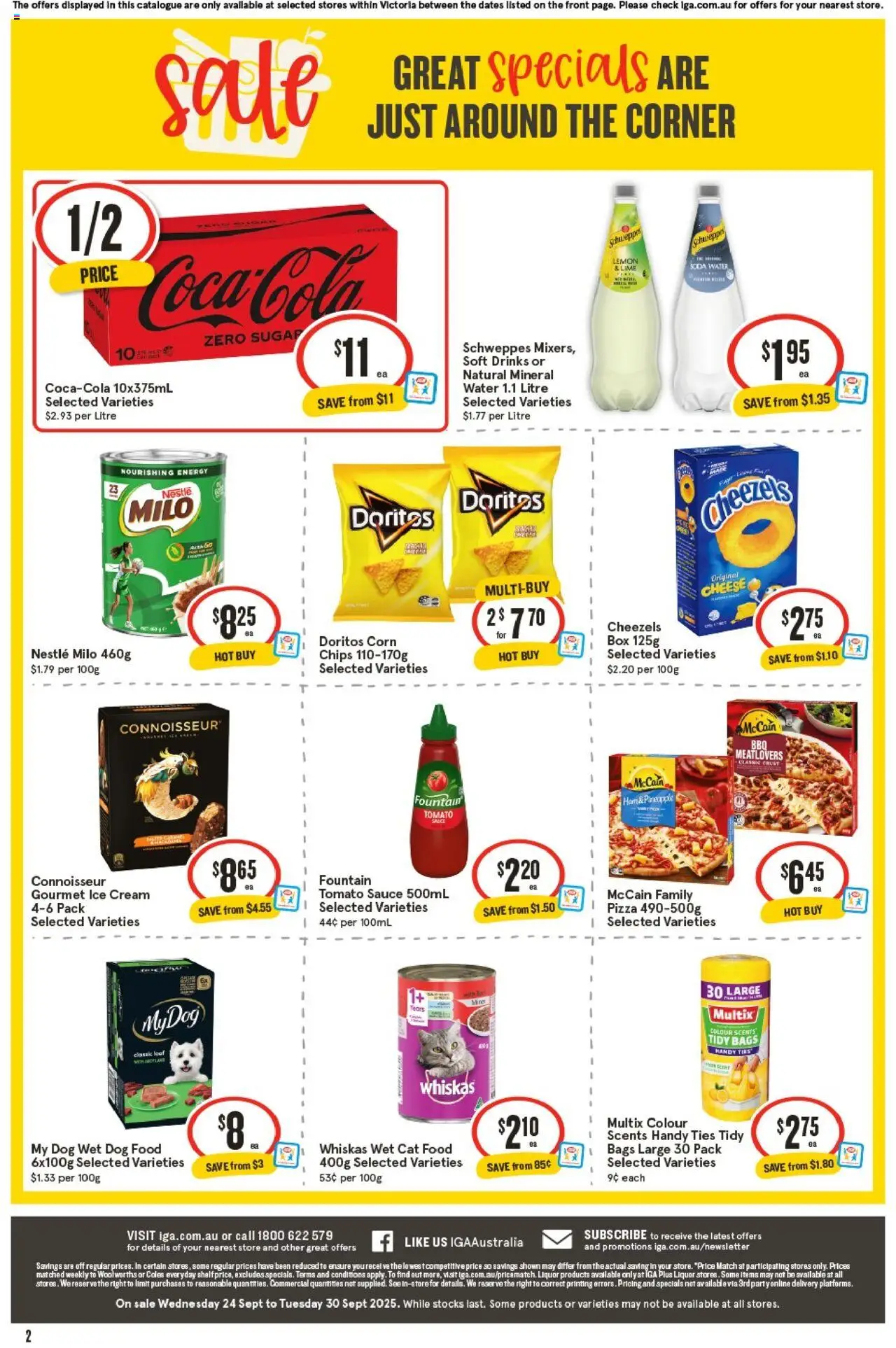 IGA catalogue - valid from 24.09.2025 | Page: 8 | Products: Coca Cola, Chips, Cream, Lemon