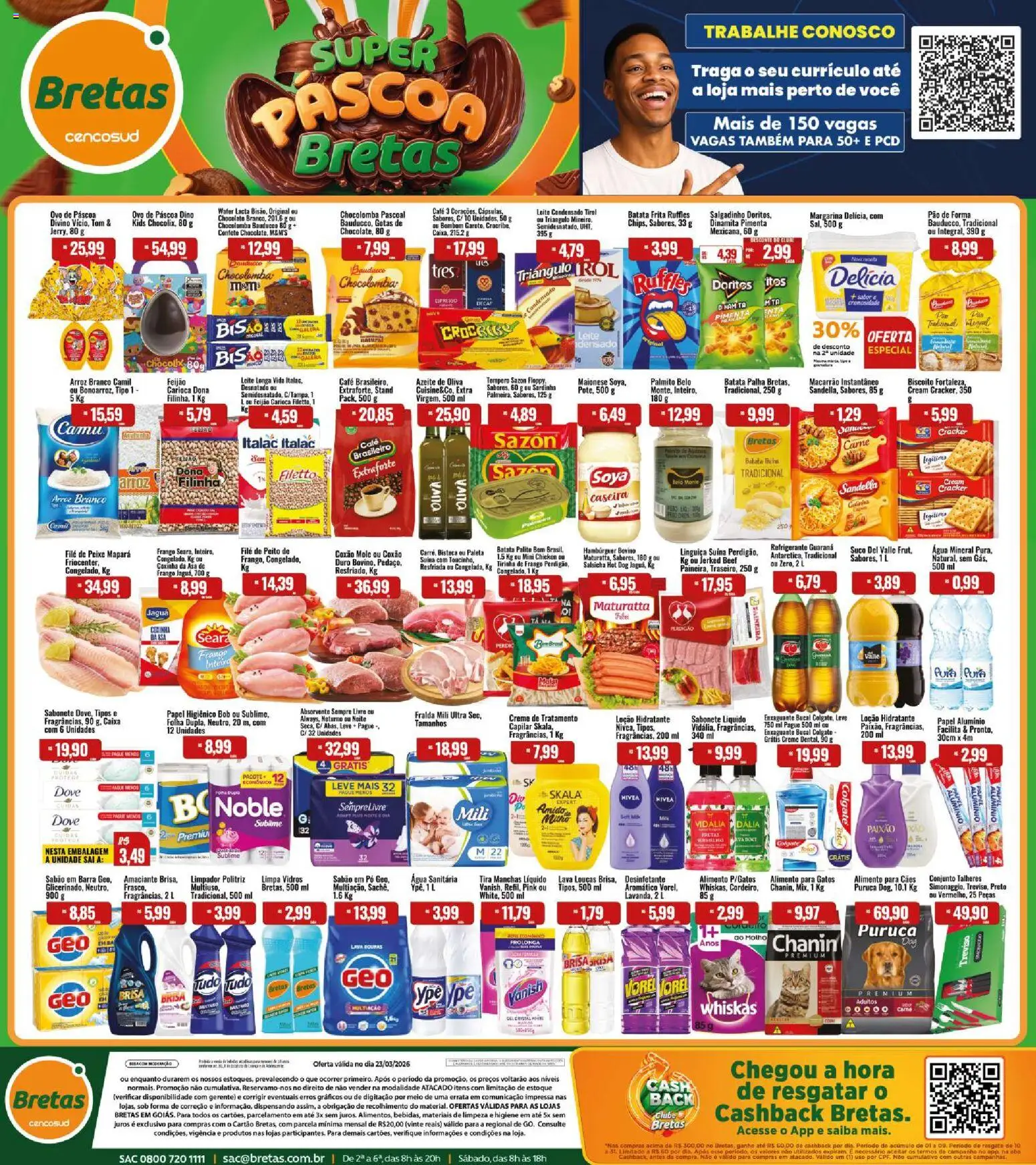 Bretas Folheto - válido de 23.03.2026 | Página: 1 | Produtos: Macarrão, Batata, Bombom, Amaciante