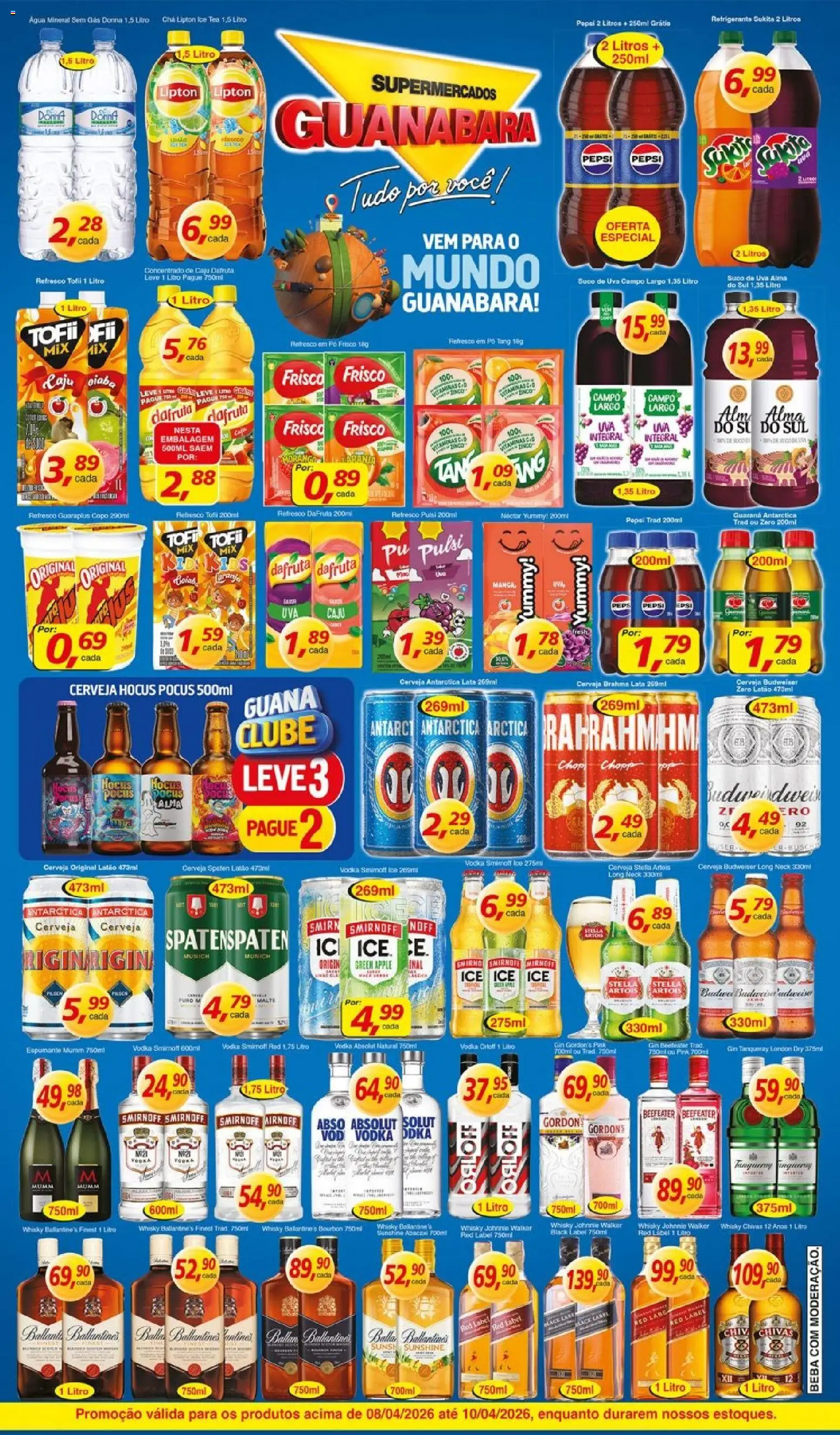 Supermercados Guanabara Folheto - válido de 08.04.2026 | Página: 4 | Produtos: Frisco, Pó, Suco, Vodka