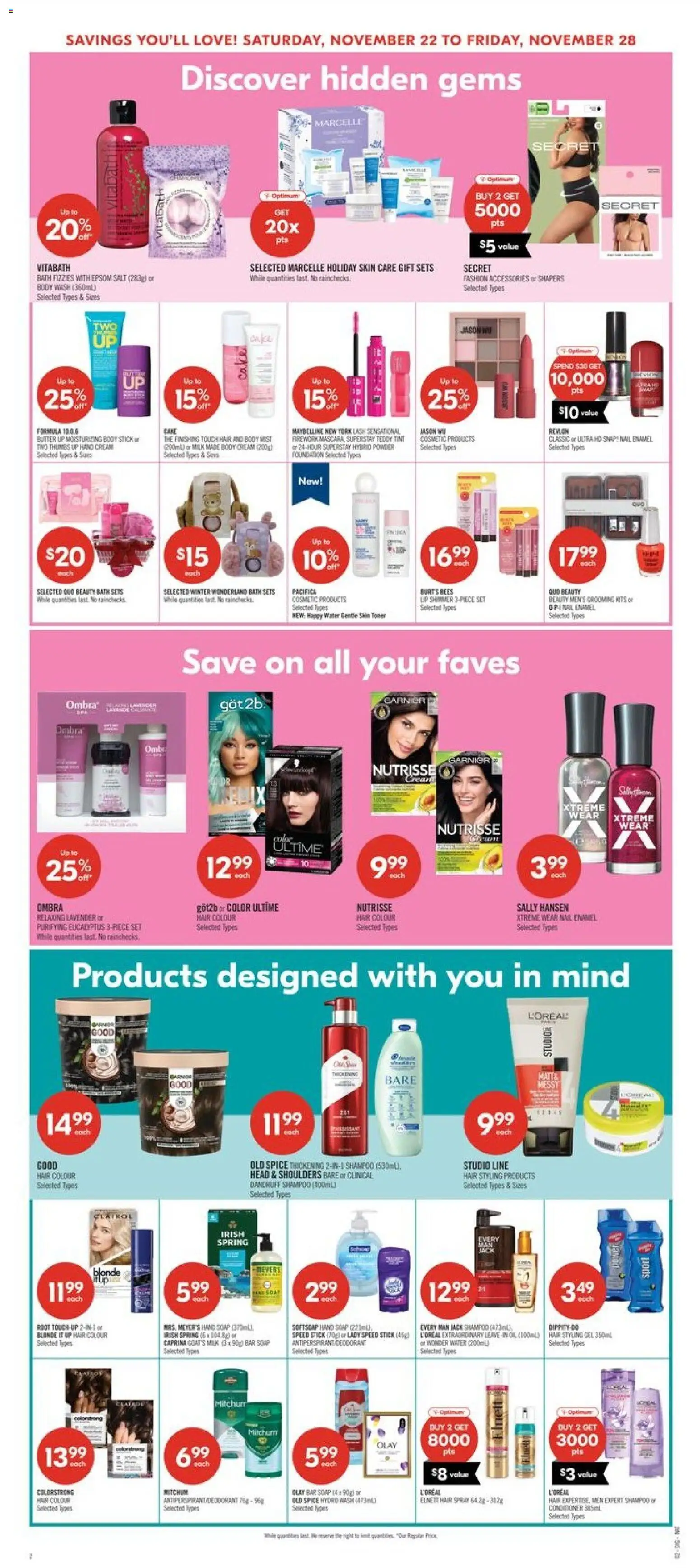 Shoppers flyer valid from 22.11.2025 | Page: 18 | Products: Cream, Shampoo, Body wash, Bath